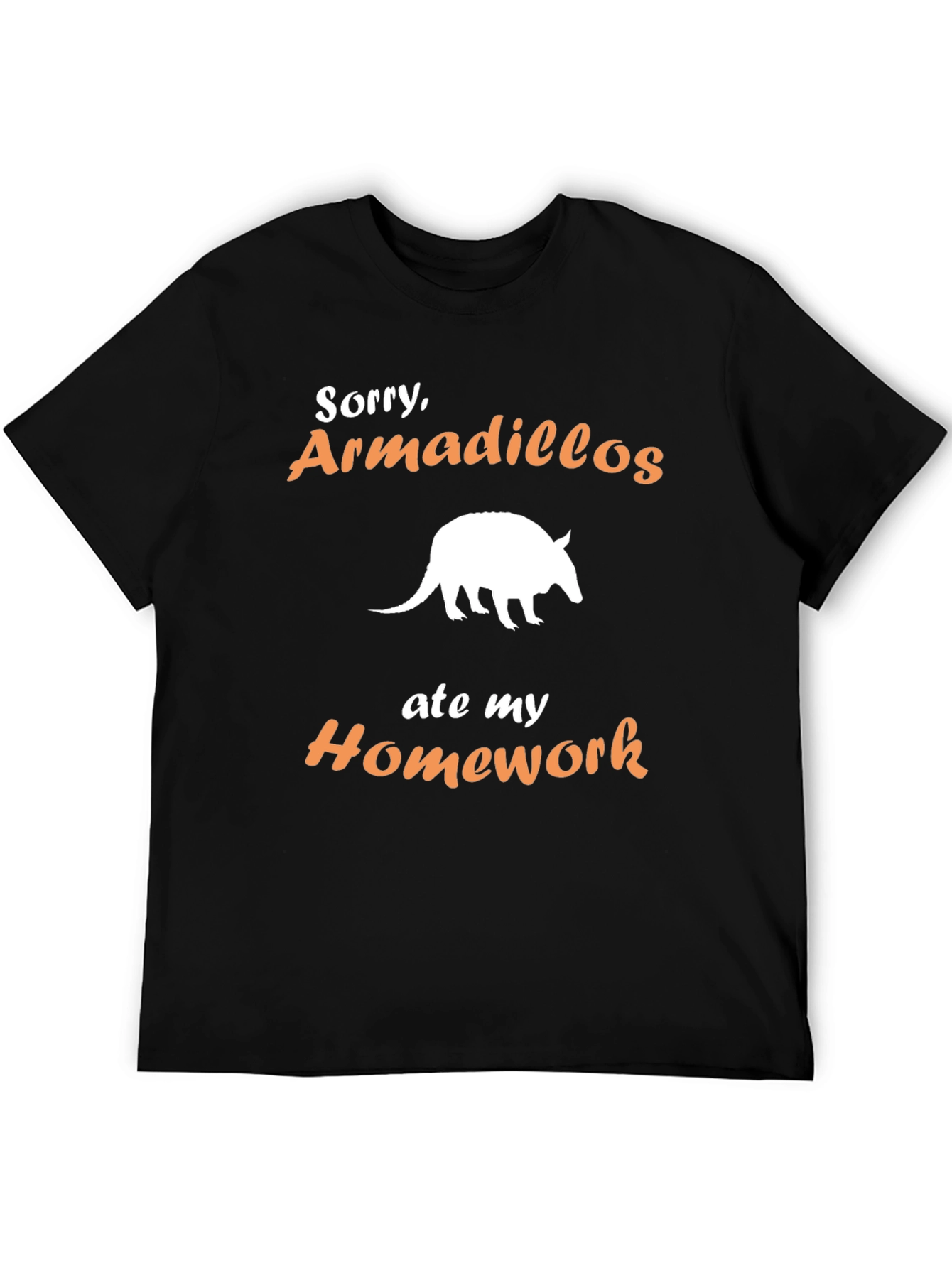Black Armadillo Homework T-Shirt - Funny Animal Tee view 5