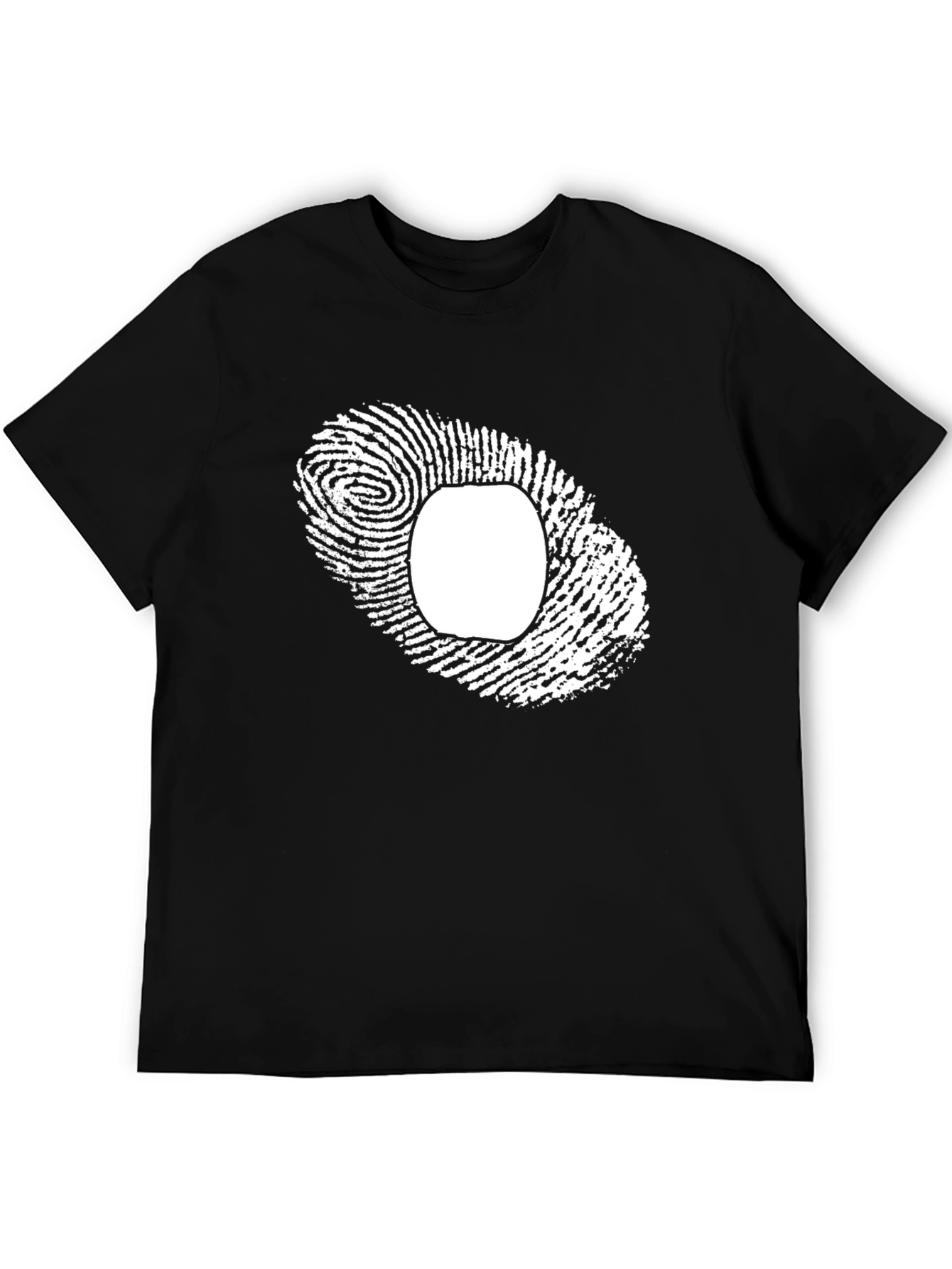 Black Unique Fingerprint Graphic Tee - Black Cotton Blend view 5