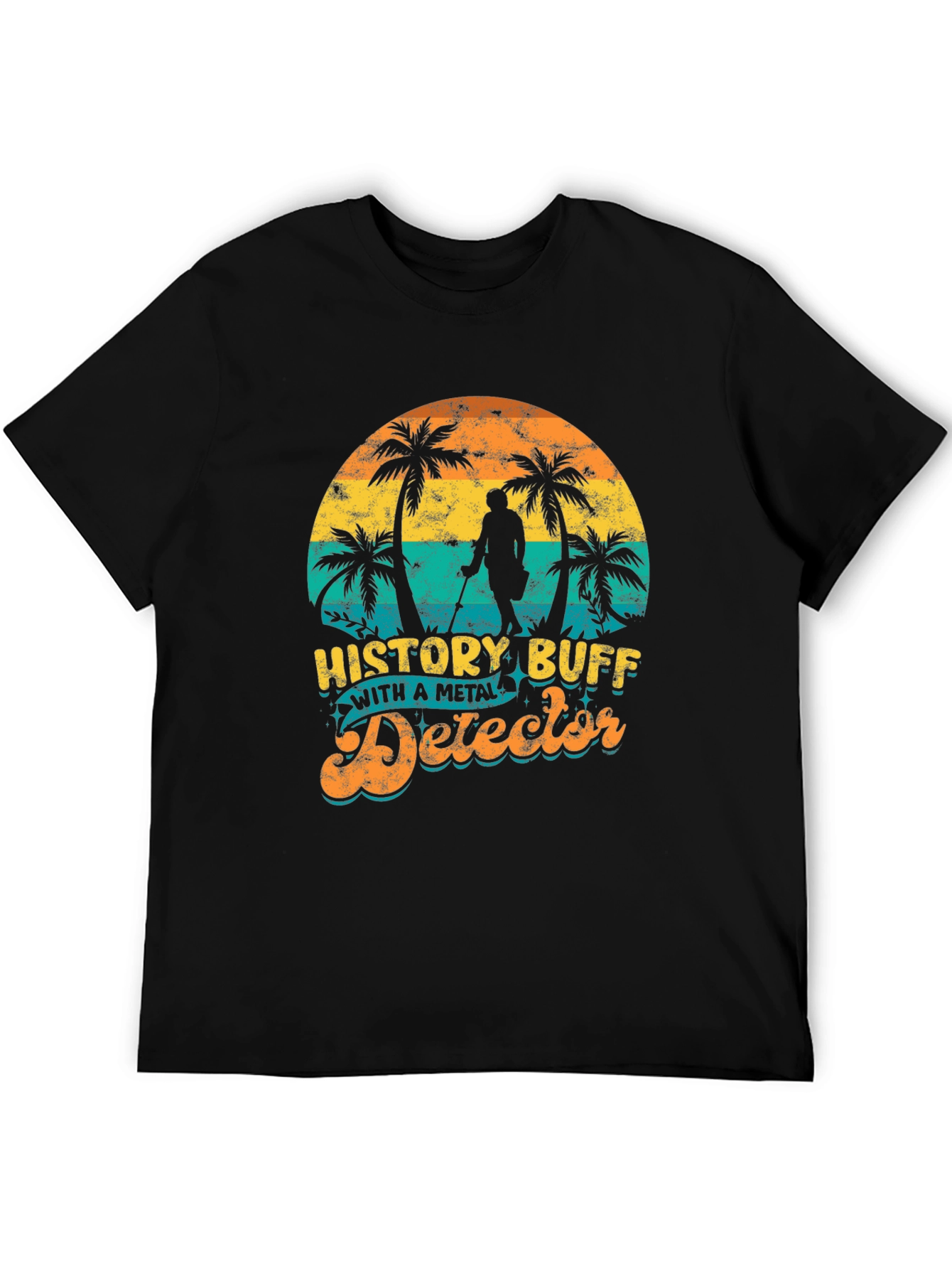 Black History Buff Metal Detector Black T-Shirt view 5
