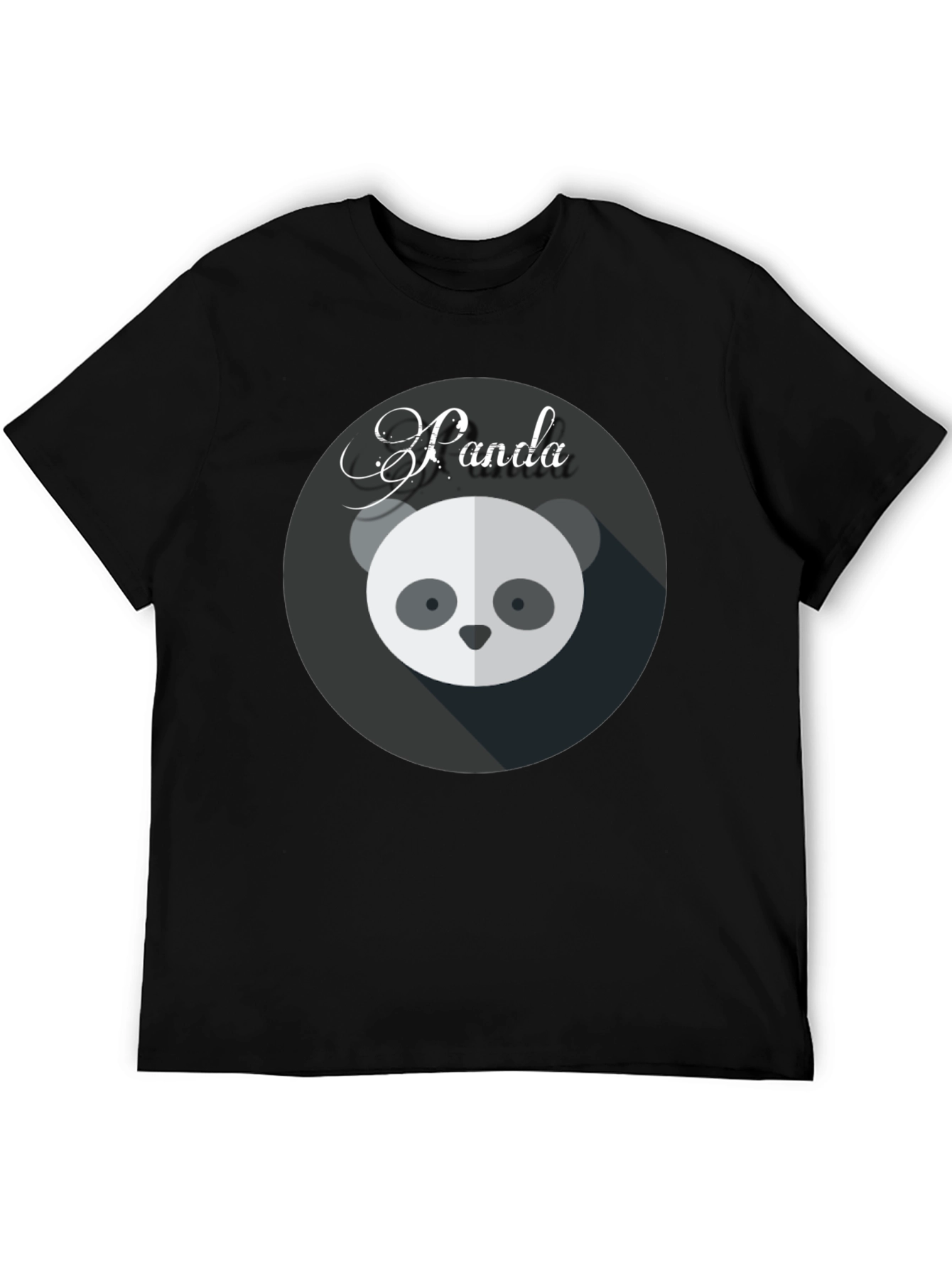 Black Cute Panda Graphic Black T-Shirt view 5