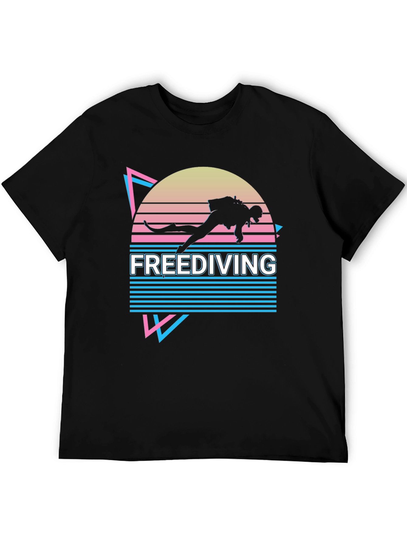 Black Freediving T-Shirt - Retro Diver Design view 5
