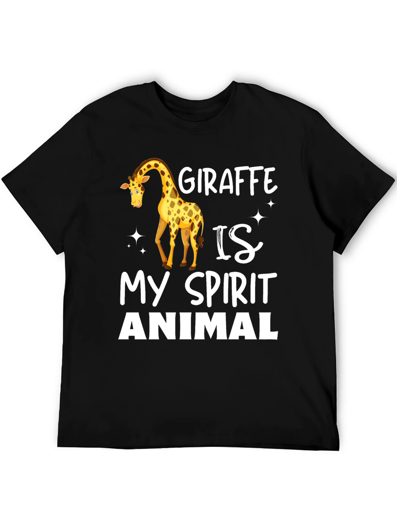 Black Giraffe Spirit Animal T-Shirt - Black Crew Neck view 5