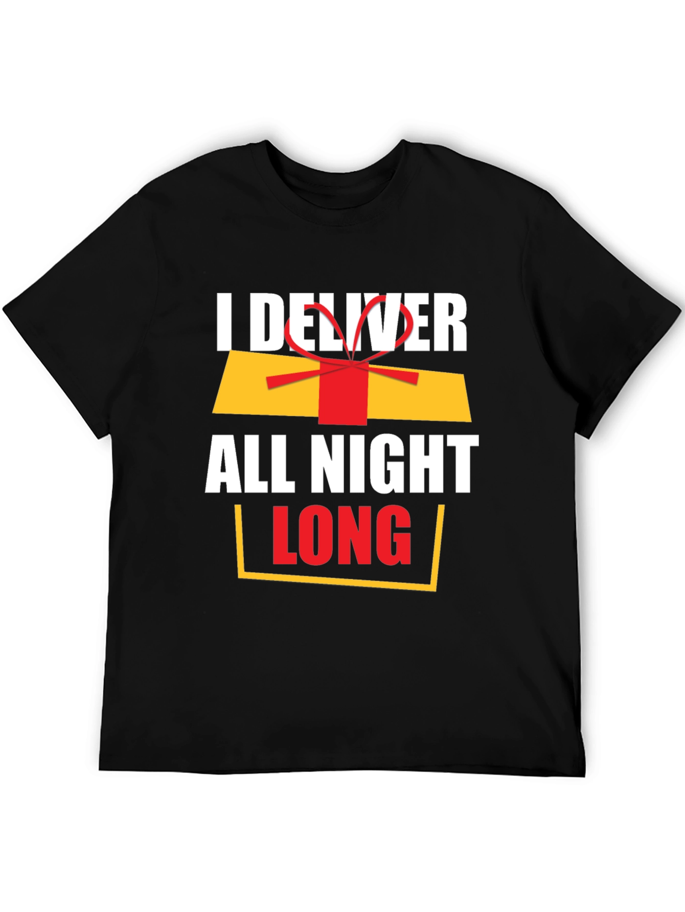 Black I Deliver All Night Long Funny Graphic Tee view 5