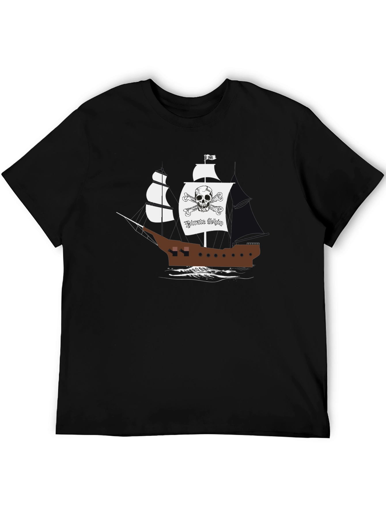 Pirate Ship Graphic T-Shirt - Black Cotton Tee - 5