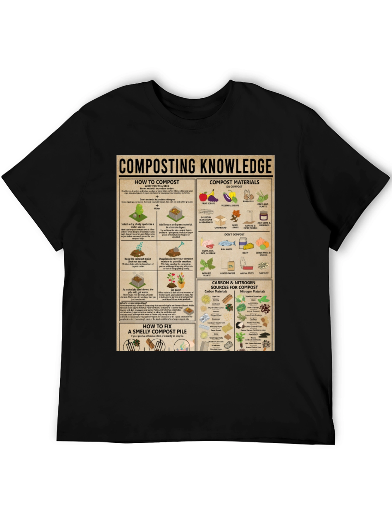 Black Composting Knowledge Graphic Tee view 5