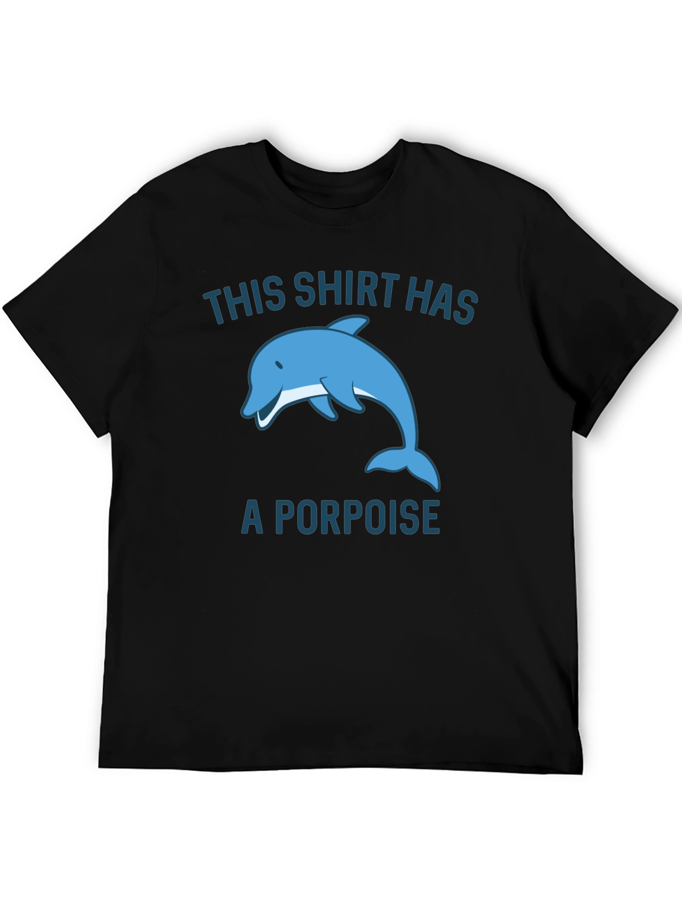 Black Funny Porpoise Graphic T-Shirt view 5