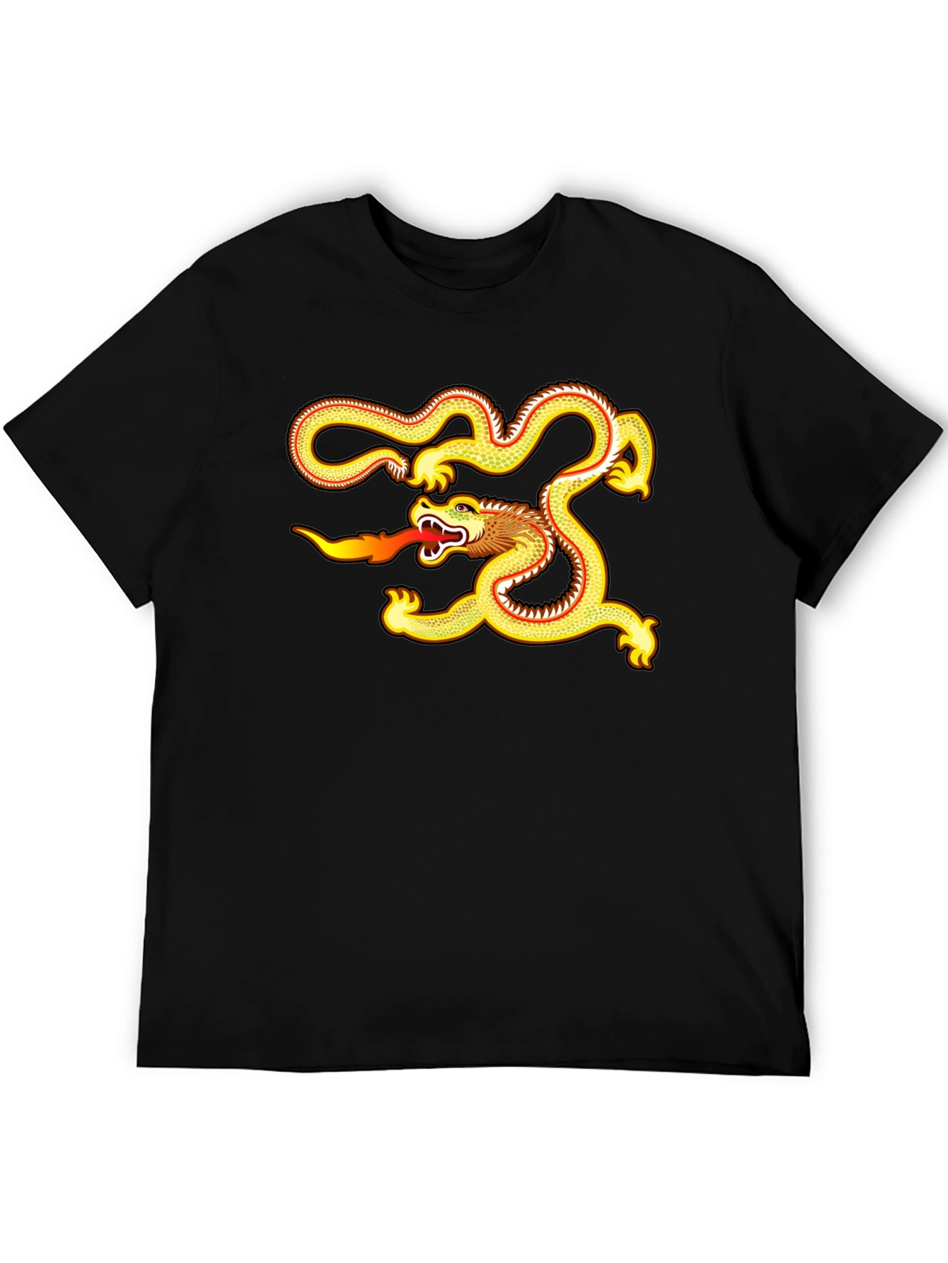 Black Golden Dragon Graphic Tee - Black Cotton Comfort view 5