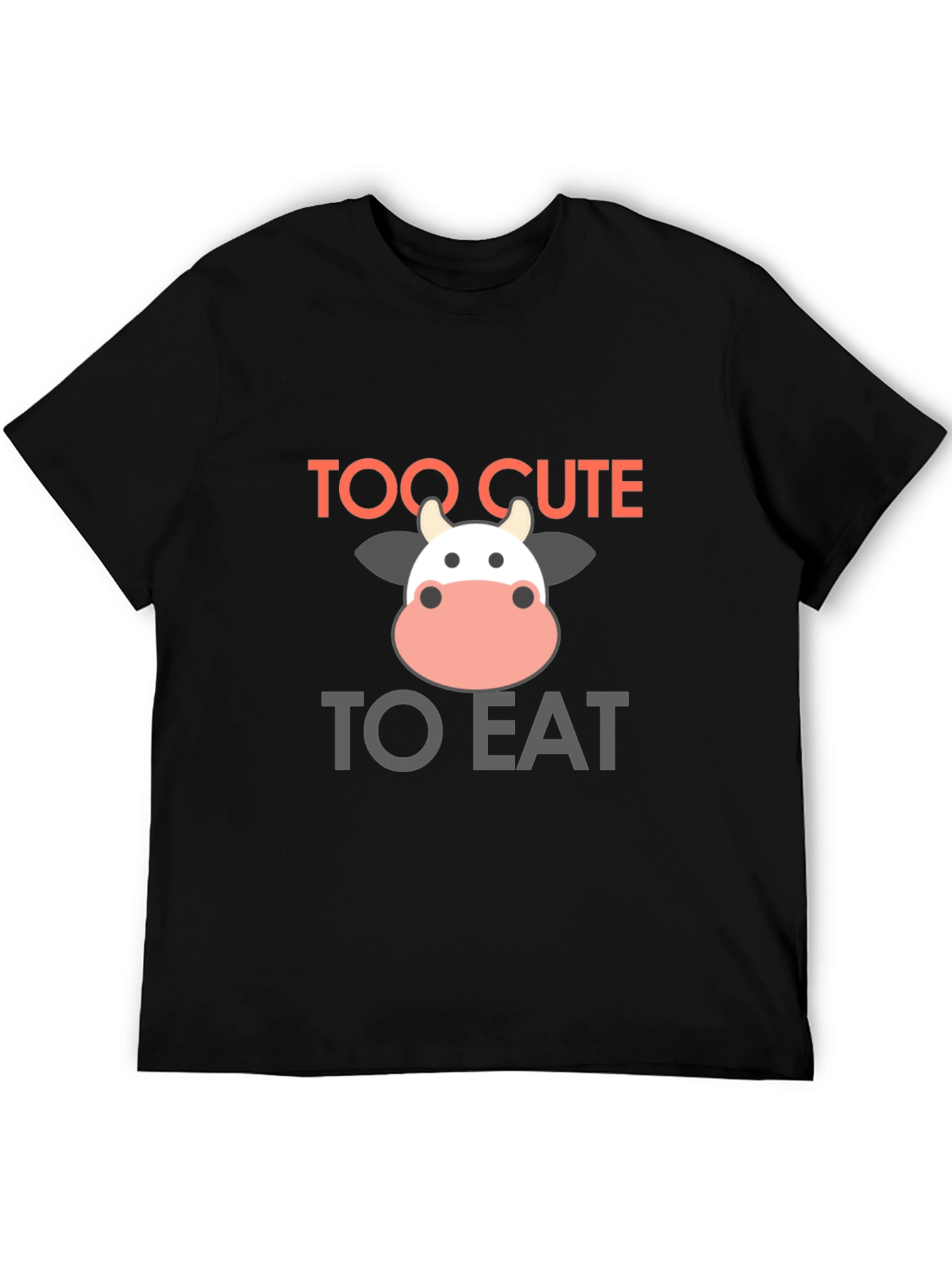 Black Too Cute to Eat Cow Graphic Black T-Shirt view 5