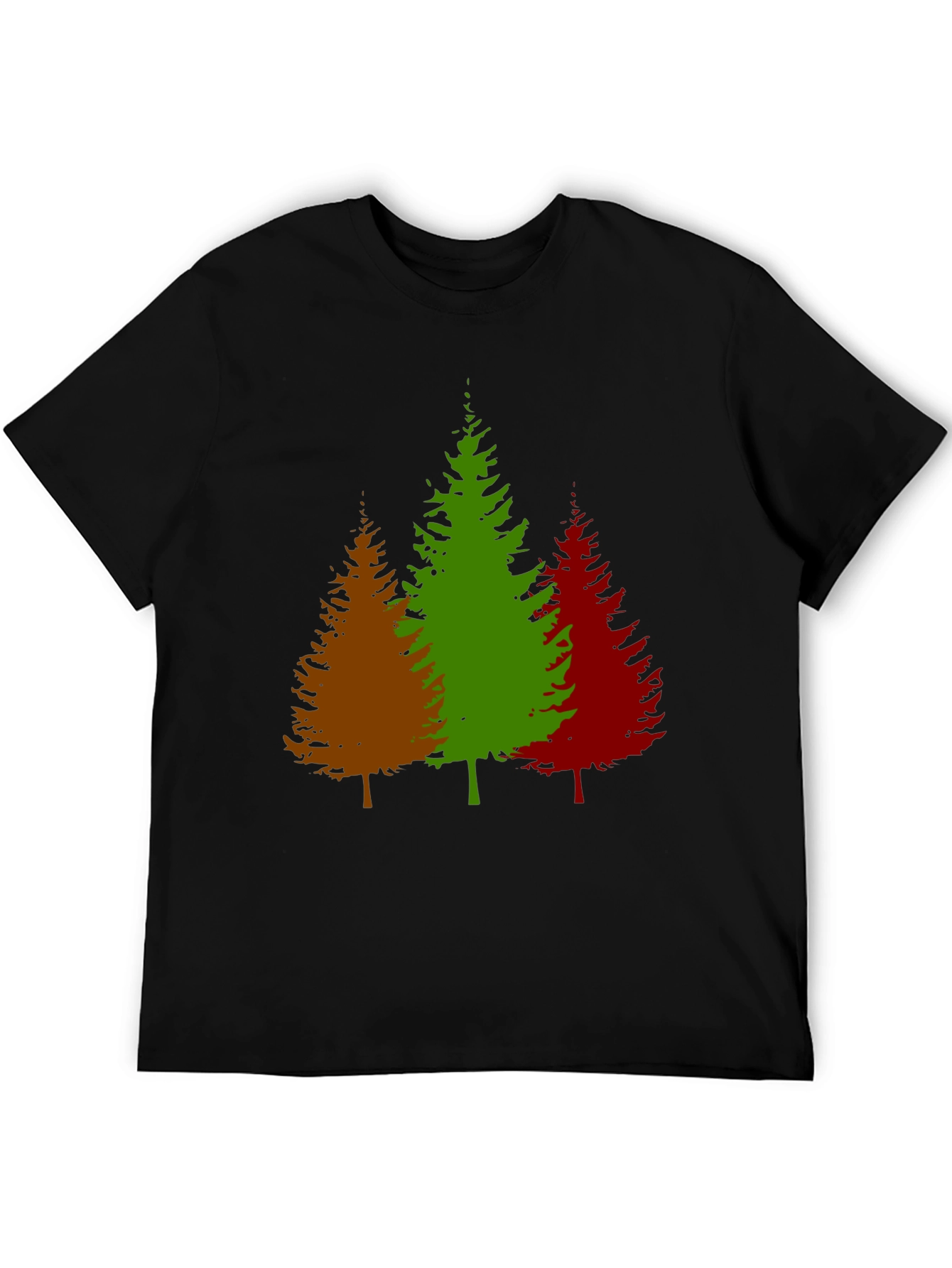 Black Colorful Evergreen Tree Graphic T-Shirt view 5