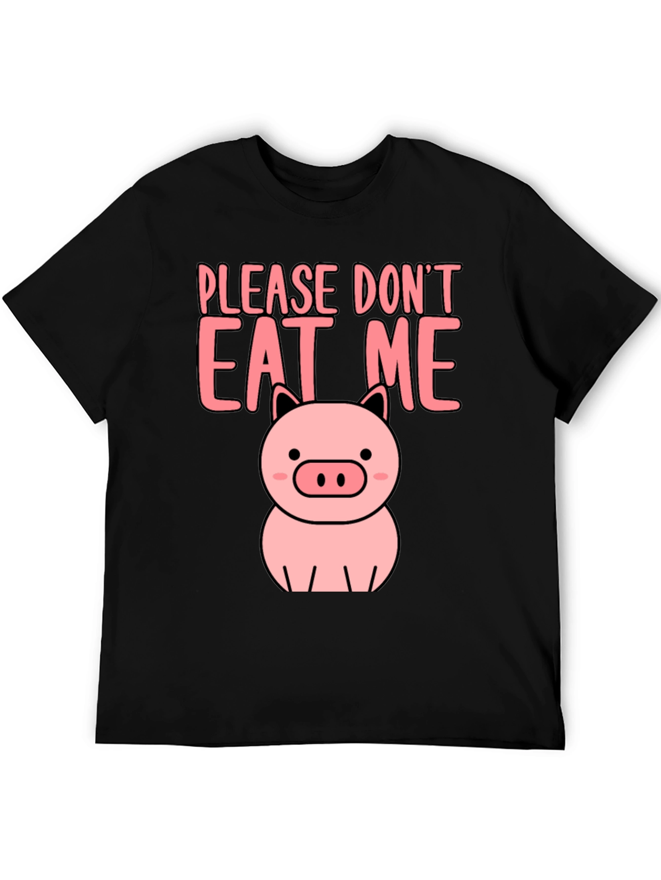 Black Cute Pig Please Don't Eat Me Graphic Tee view 5
