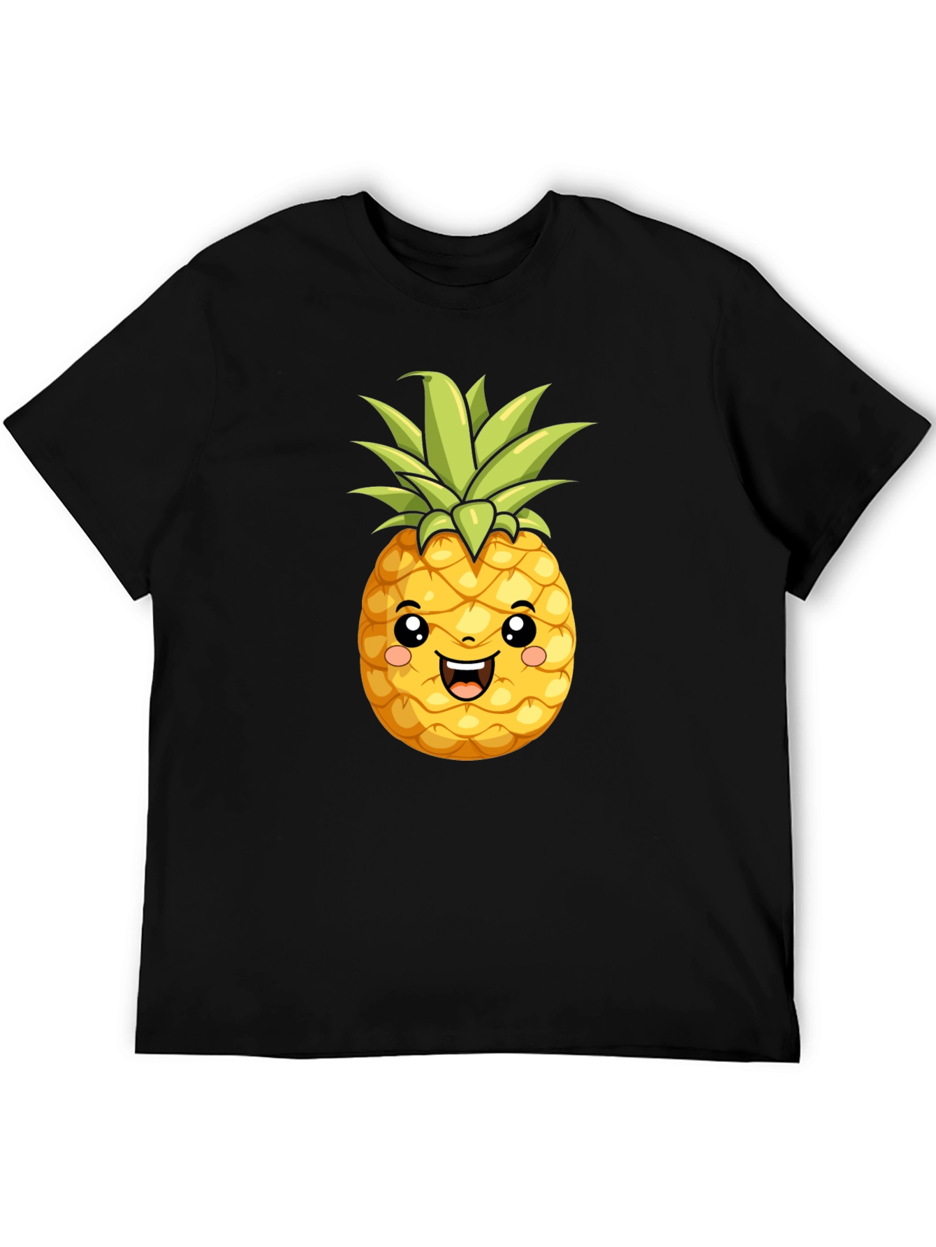 Black Cute Pineapple Graphic Black T-Shirt view 5