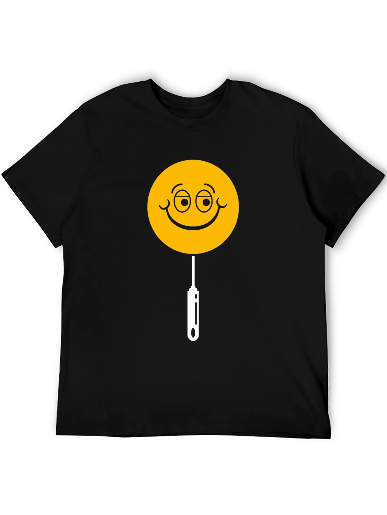 Black Whimsical Smiley Face Lollipop Graphic Tee - Black view 5