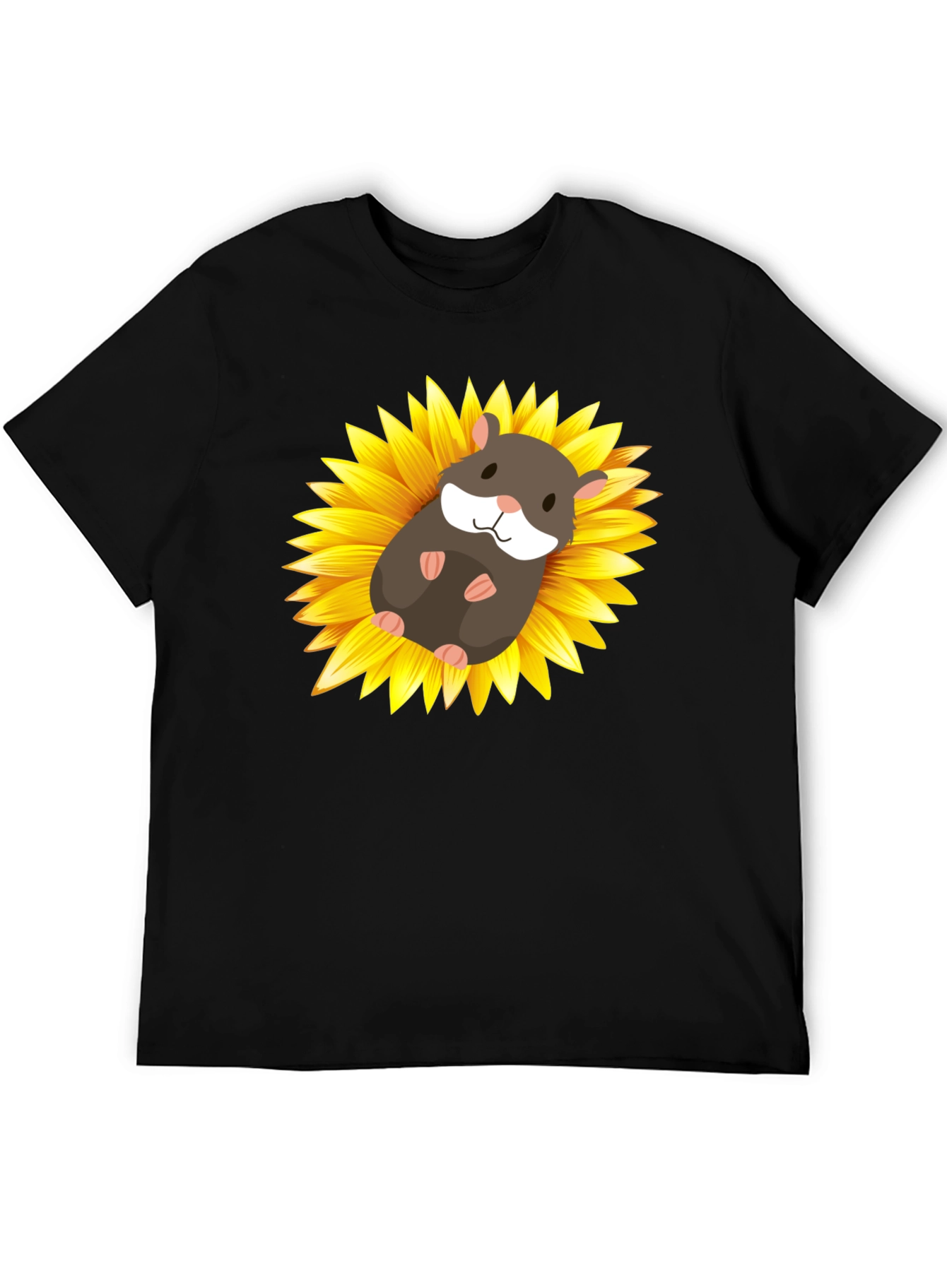 Black Hamster Sunflower Graphic T-Shirt view 5