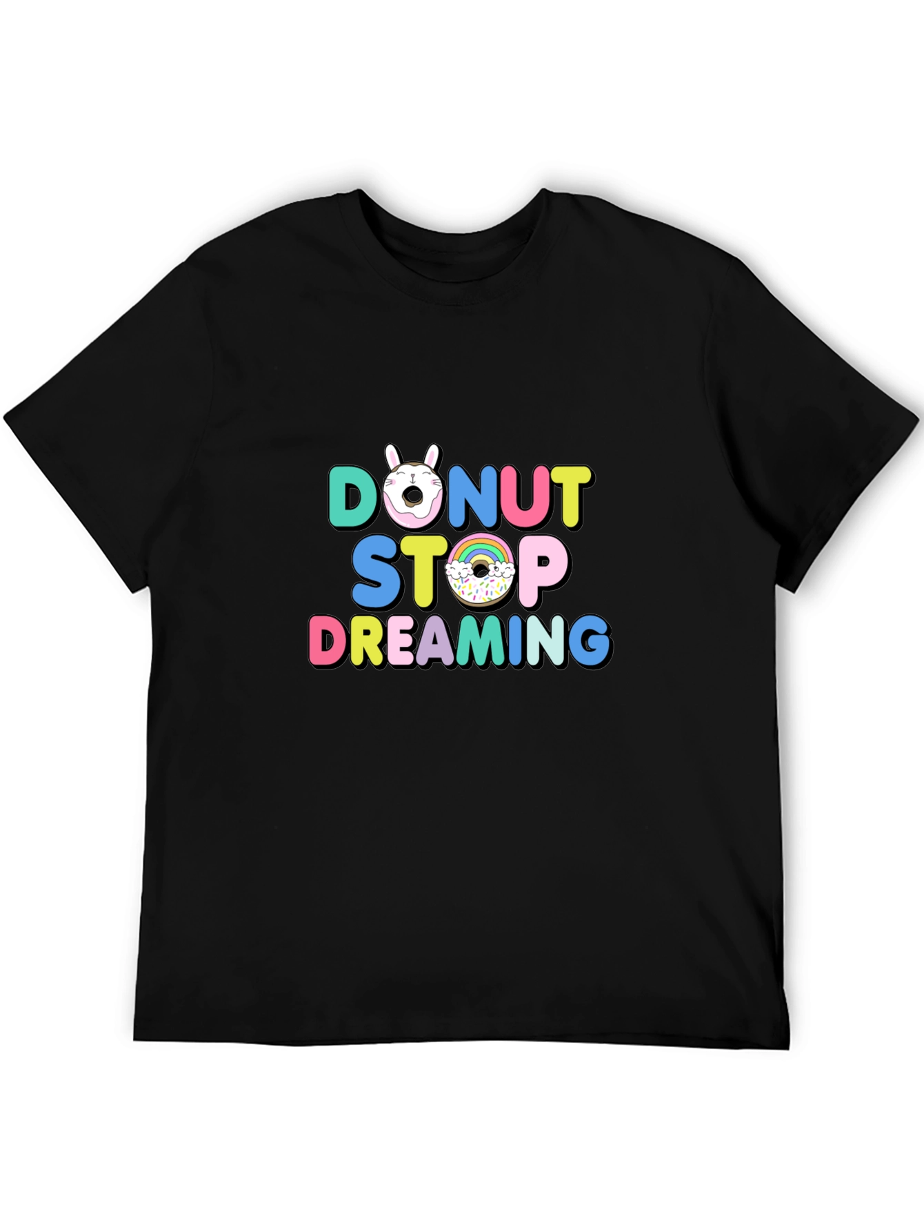 Black Donut Stop Dreaming Graphic T-Shirt view 5