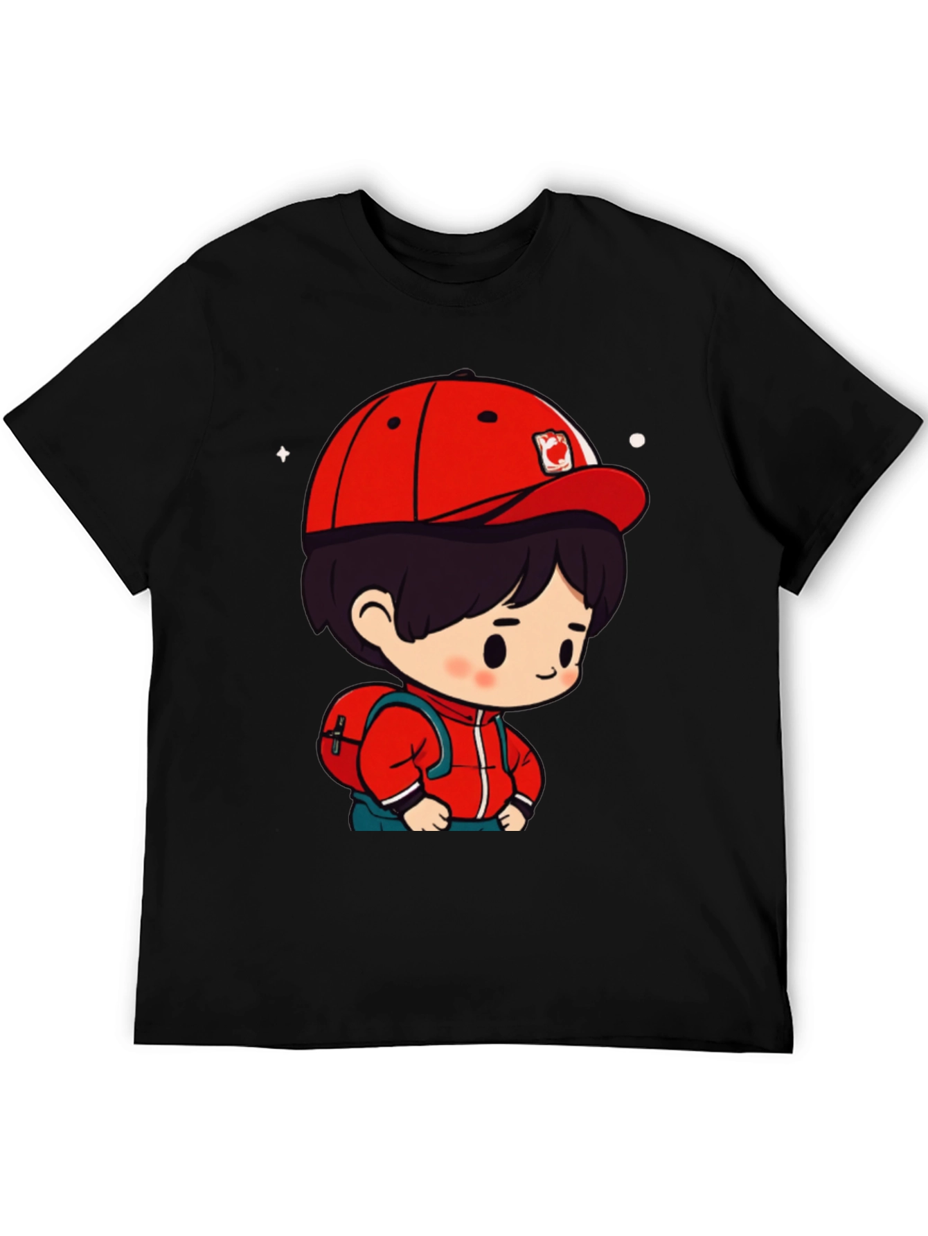 Black Cartoon Boy Black T-Shirt view 5