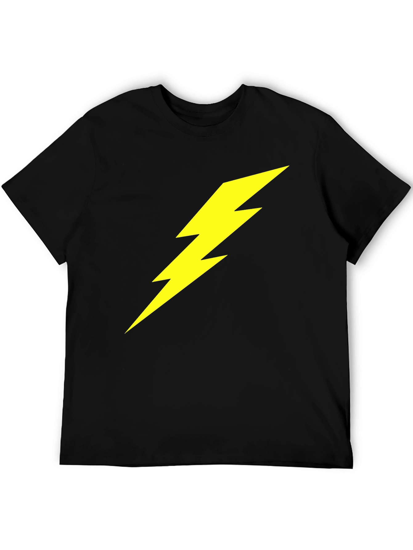 Black Lightning Bolt Graphic Tee - Bold Black T-Shirt view 5