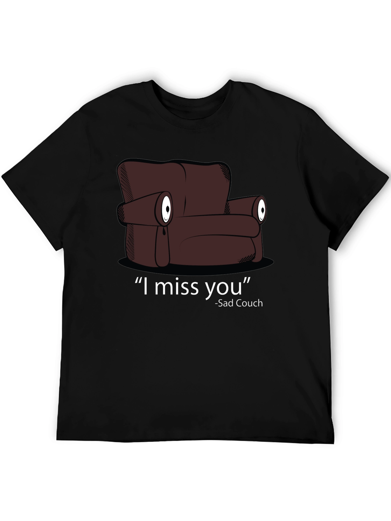 Black Sad Couch T-Shirt - I Miss You Graphic Tee view 5