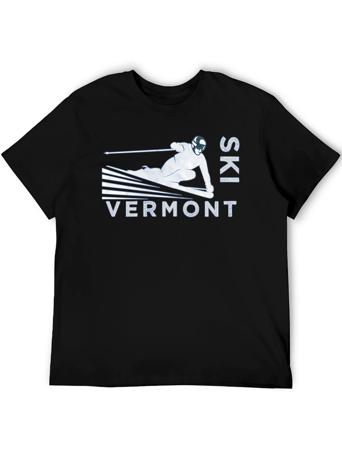 Black Ski Vermont Graphic Tee - Black Cotton T-Shirt view 5