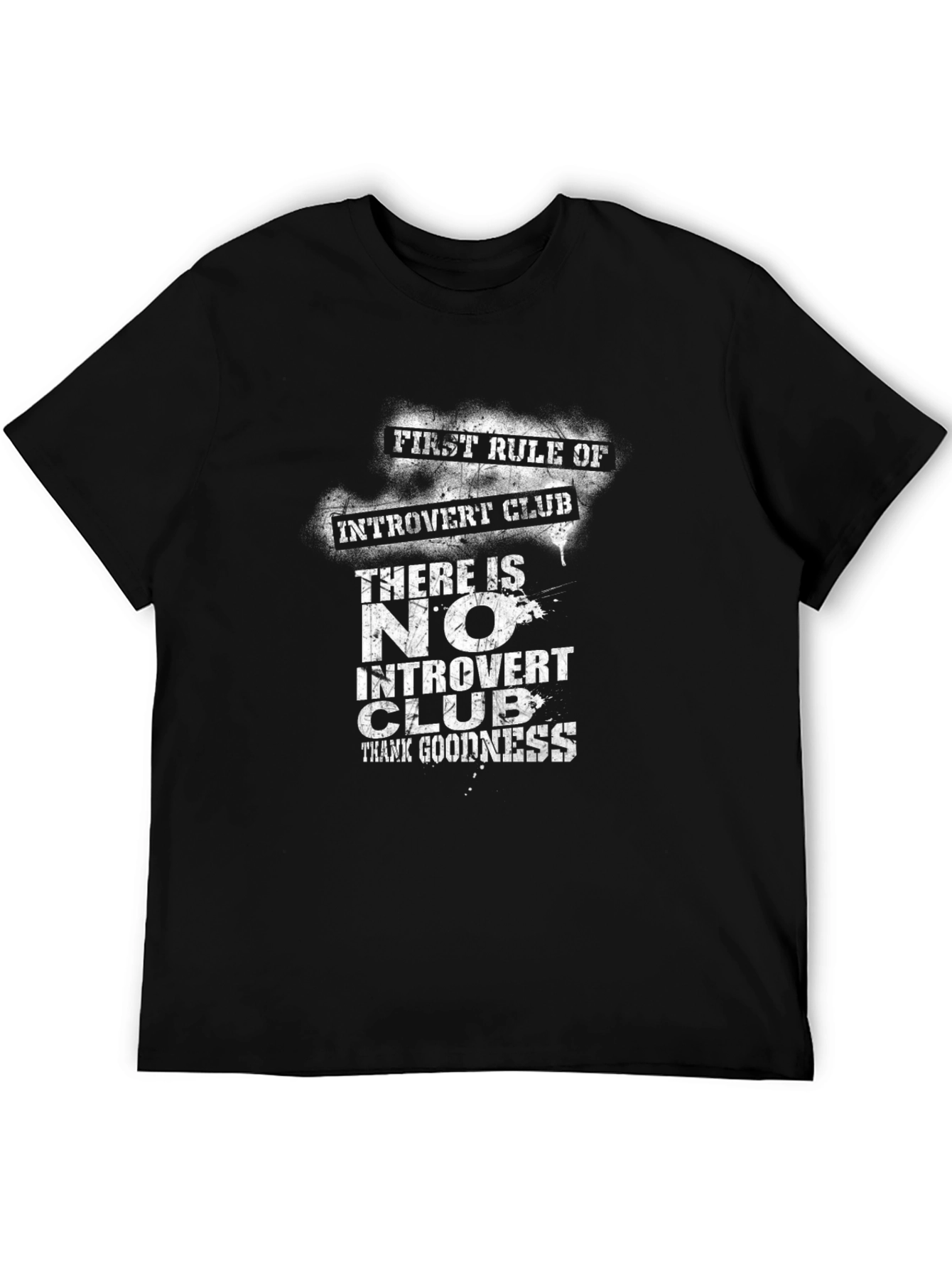 Black Introvert Club T-Shirt: Rule #1 - There Is No Introvert Club view 5