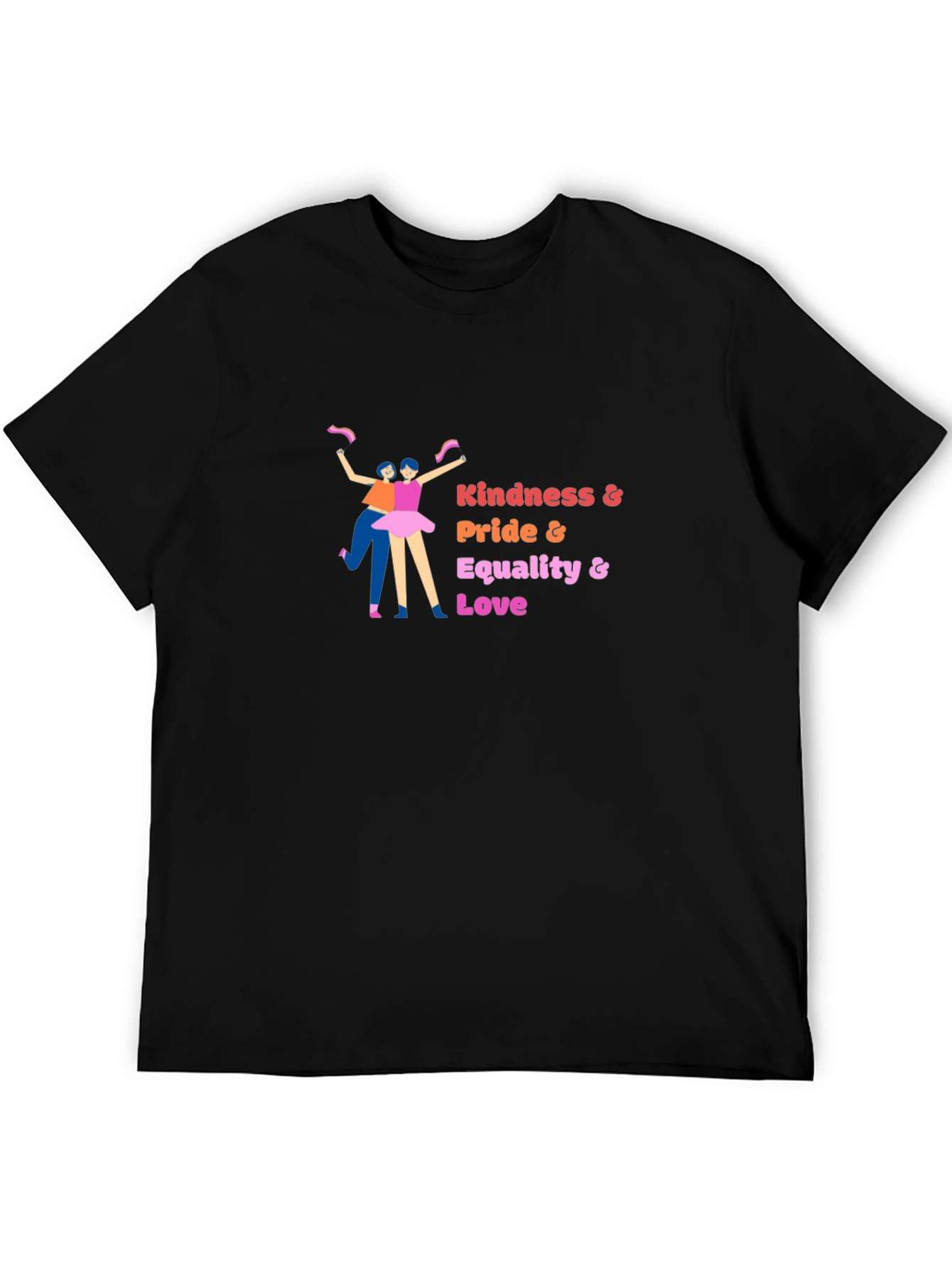 Black Kindness Pride Equality Love Graphic Tee - Black view 5