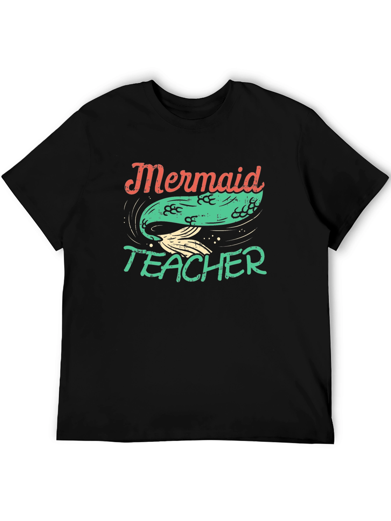 Black Mermaid Teacher Graphic Tee - Black Cotton T-Shirt view 5