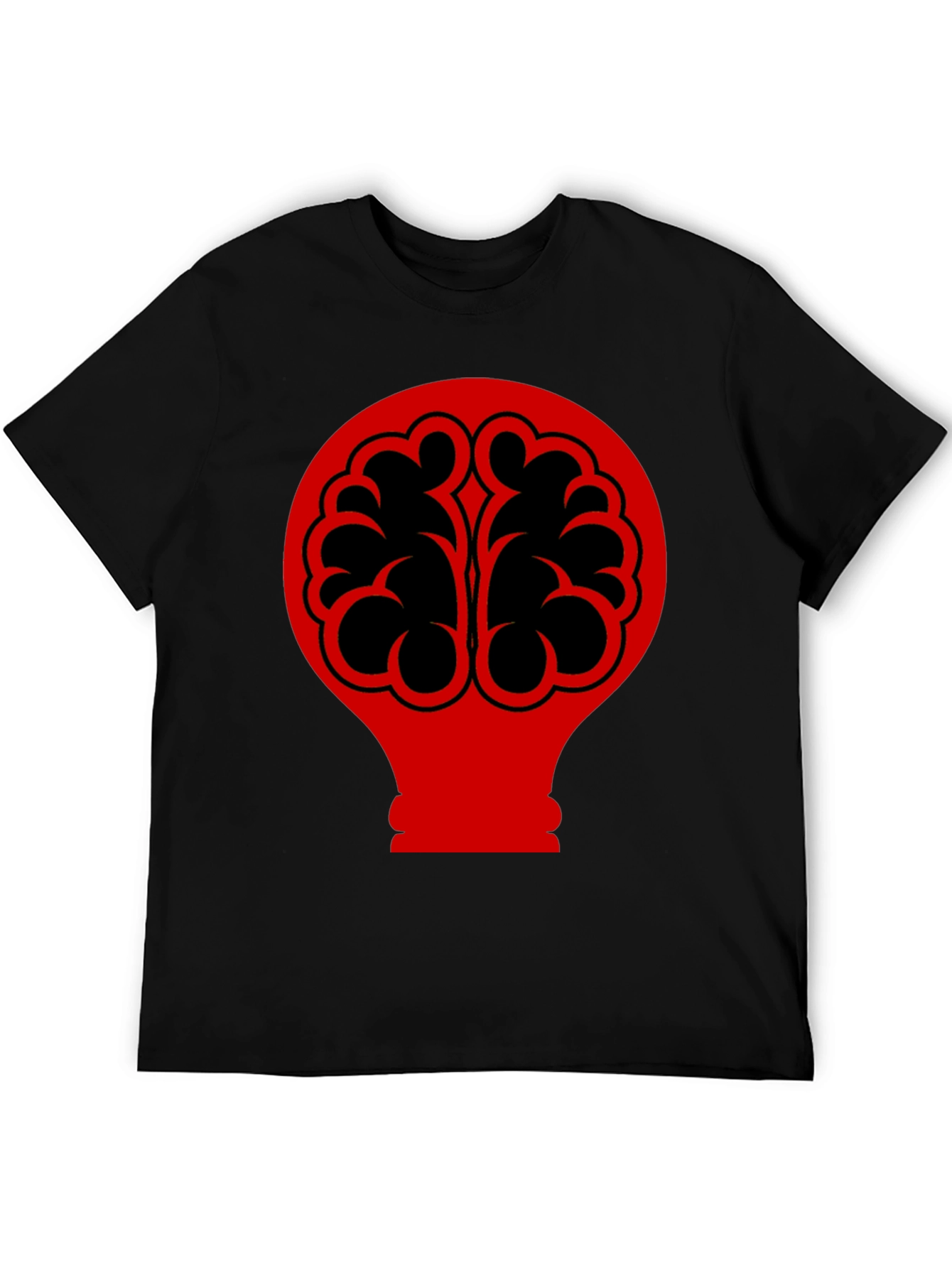 Black Brain Bulb Graphic Tee - Black Cotton T-Shirt view 5