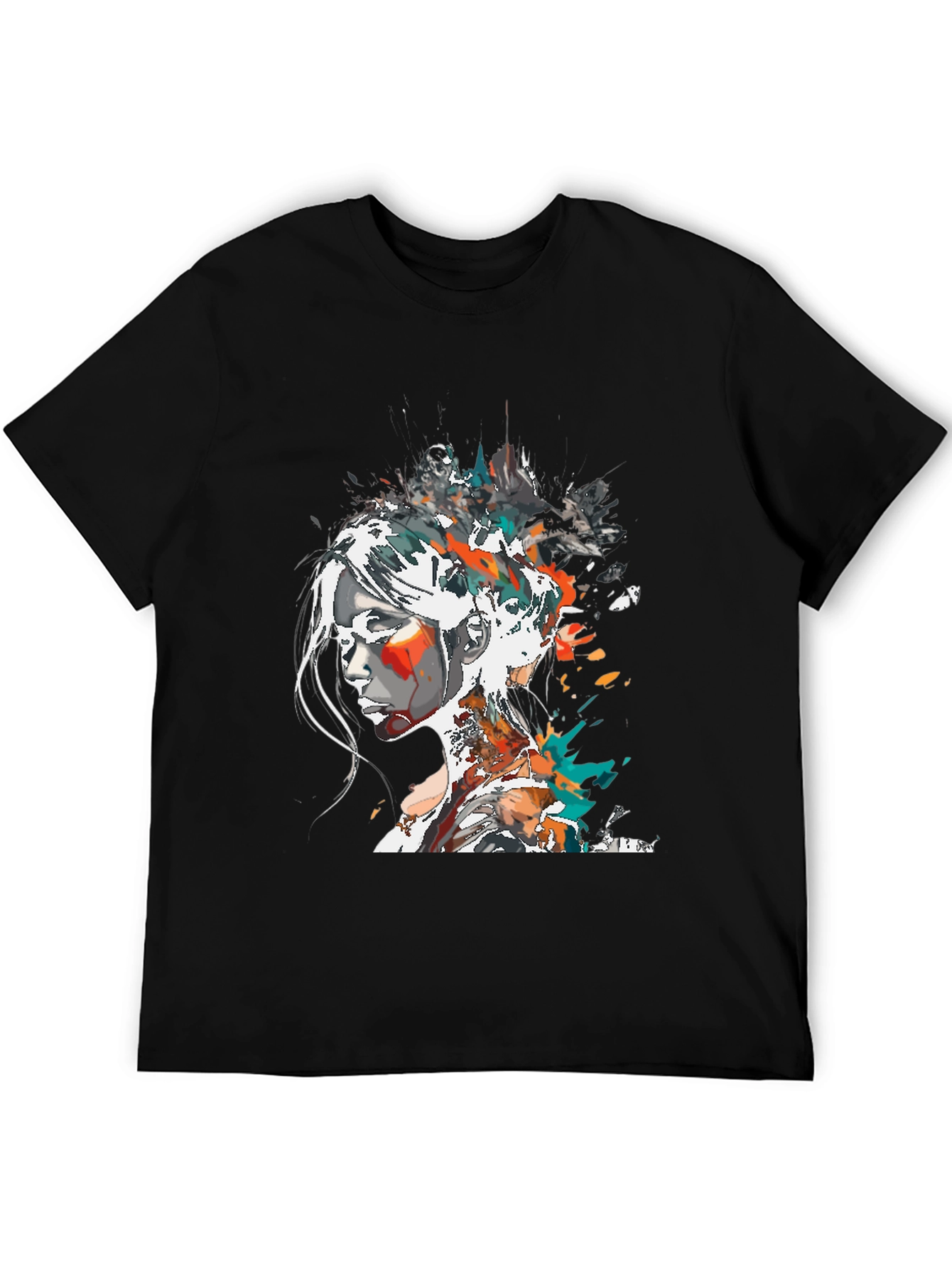 Black Abstract Woman Graphic Tee - Black view 5