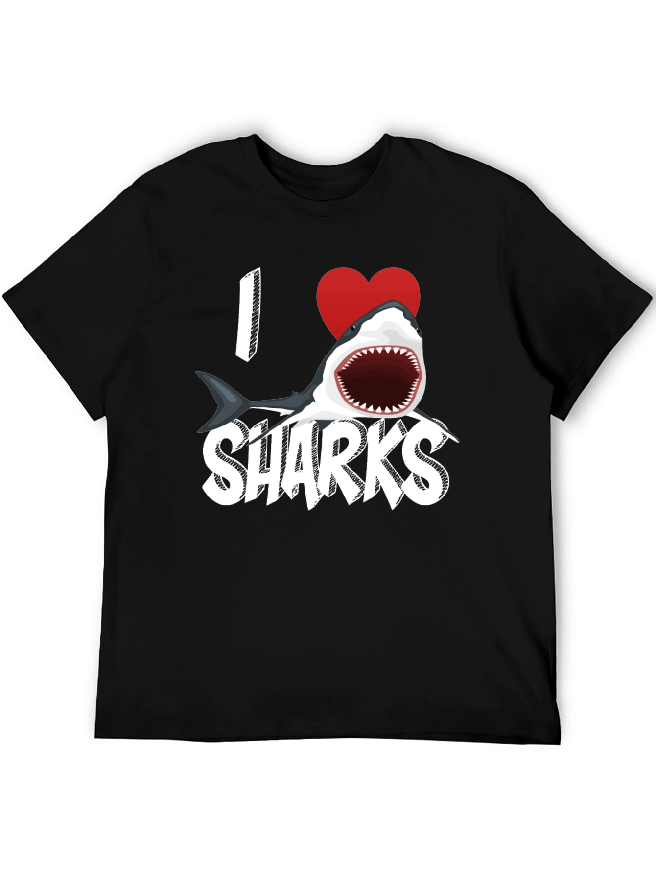 Black I Heart Sharks Graphic Tee - Black view 5
