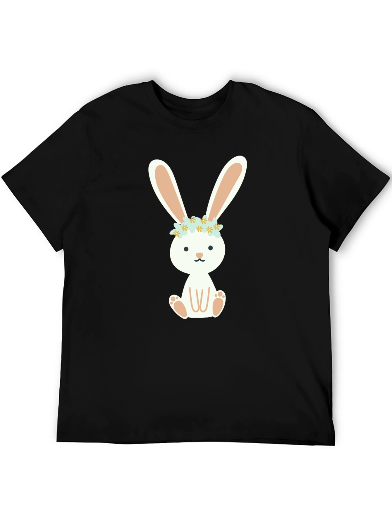 Black Bunny T-Shirt with Floral Crown - Cute & Comfy! view 5