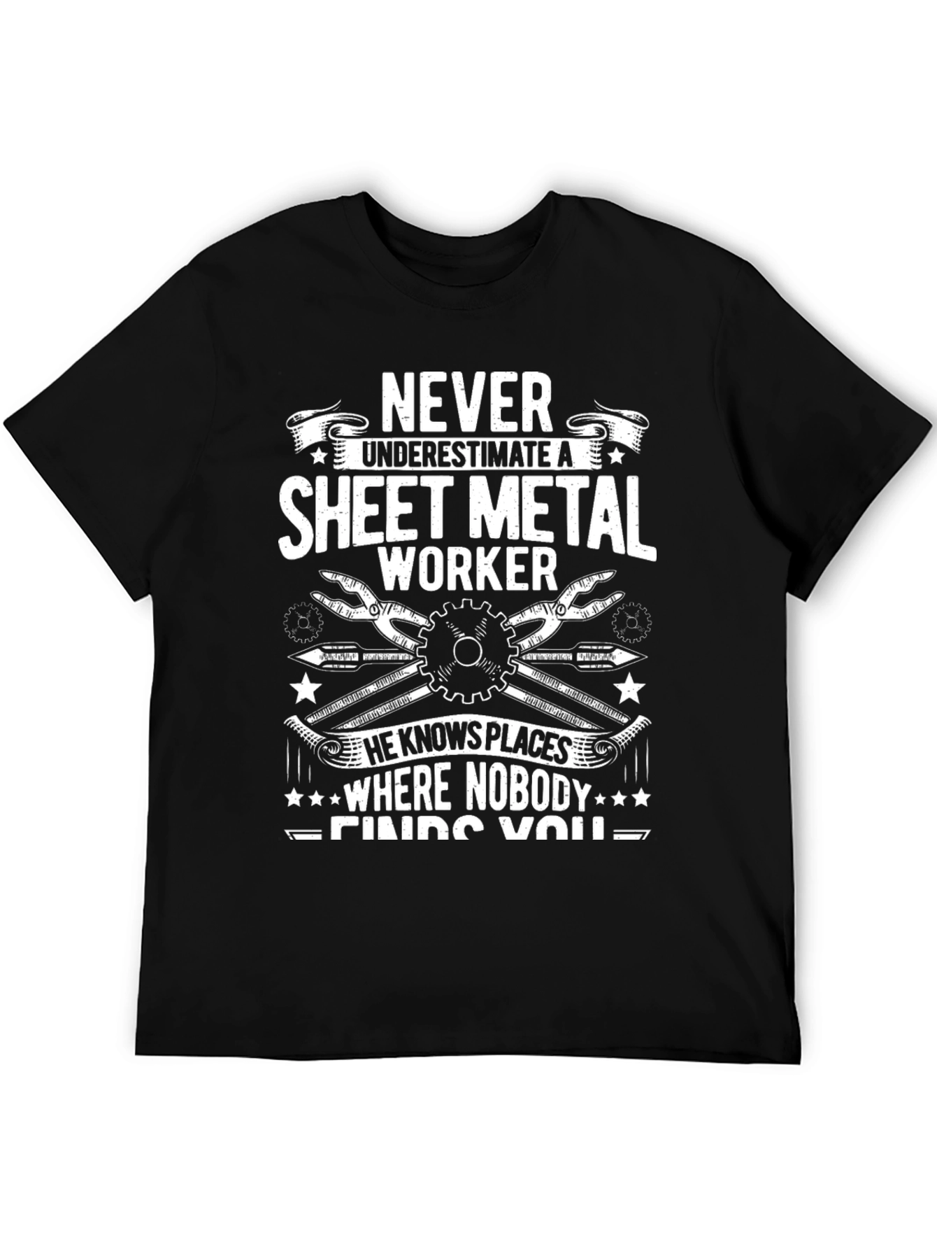 Black Sheet Metal Worker T-Shirt: Never Underestimate view 5