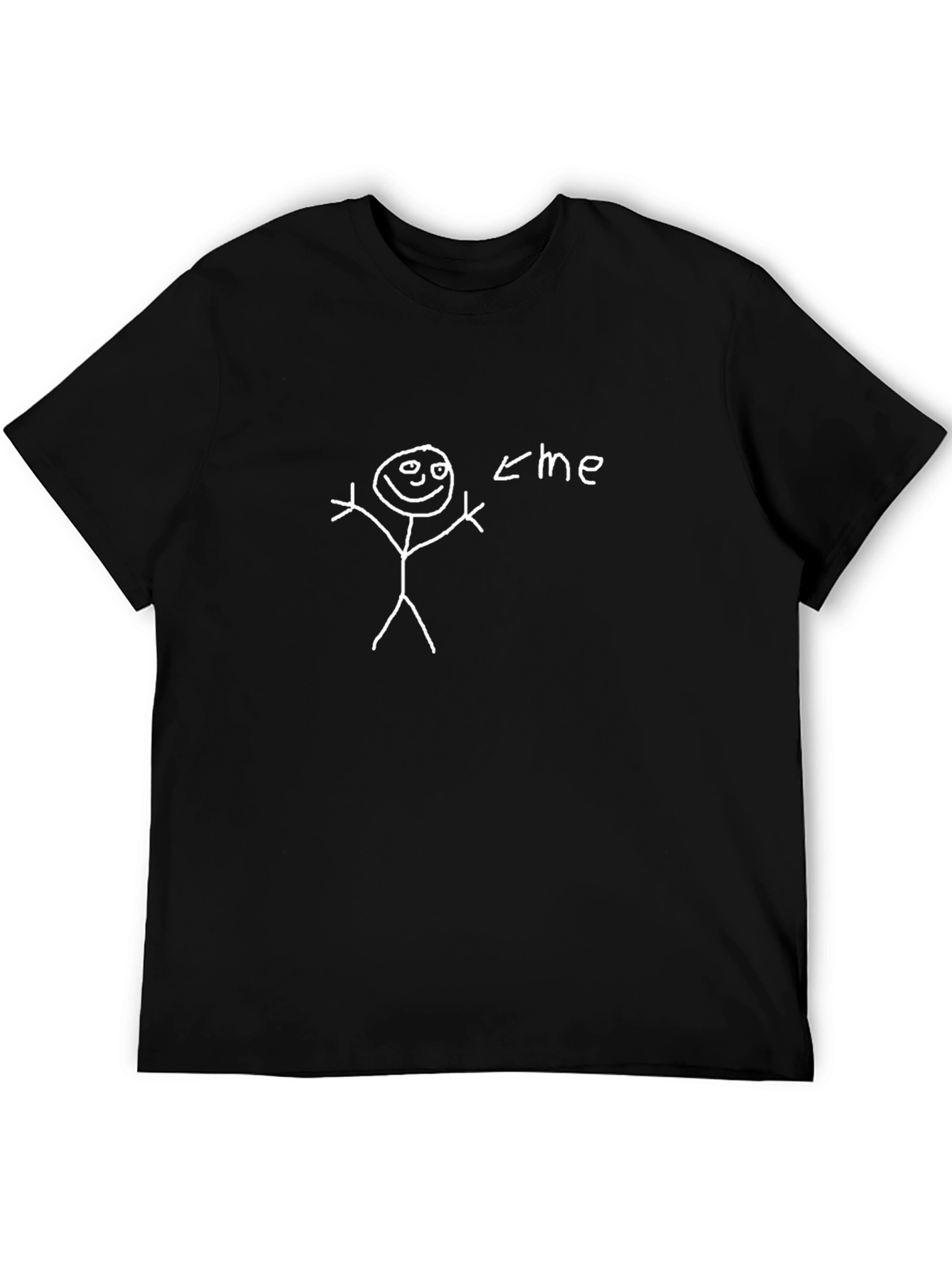 Black Humorous Stick Figure "Me" T-Shirt - Black view 5