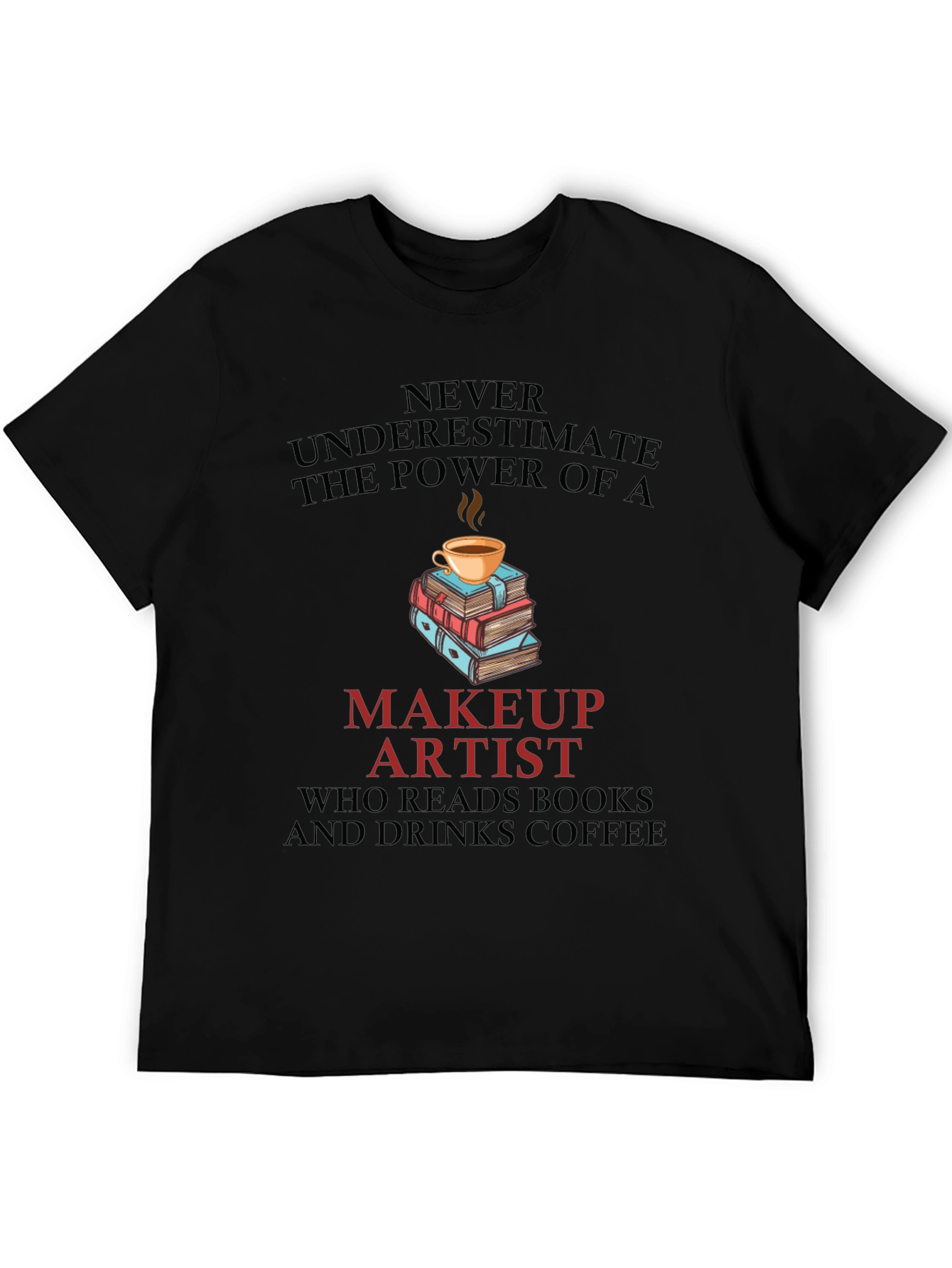 Black Makeup Artist Book & Coffee T-Shirt view 5
