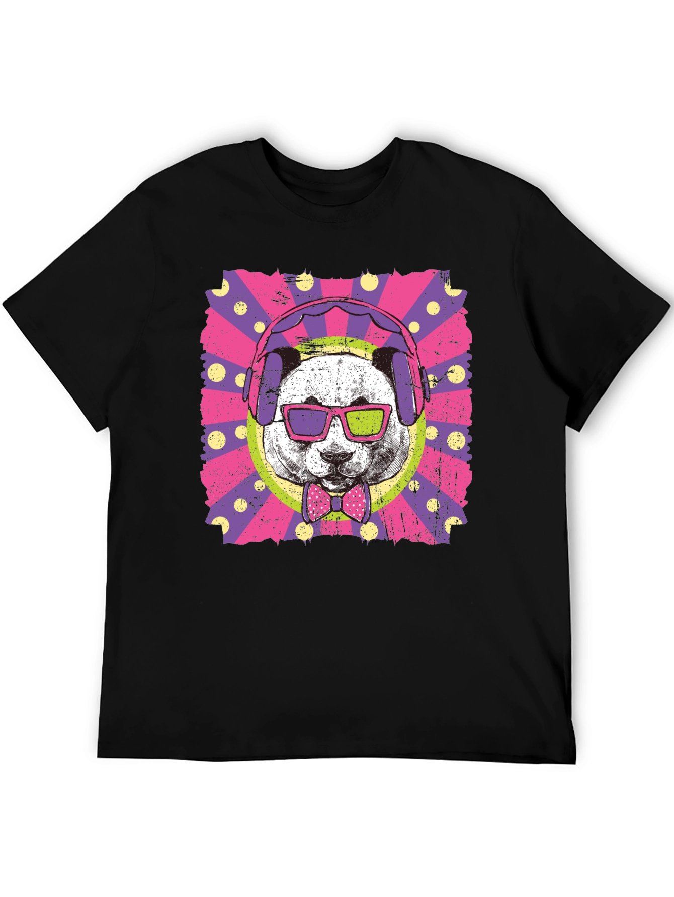Black Cool Panda Graphic Tee view 5