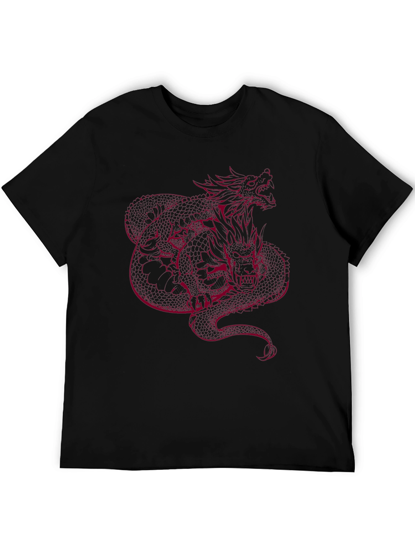 Black Dragon Graphic Tee - Red Print on Black view 5