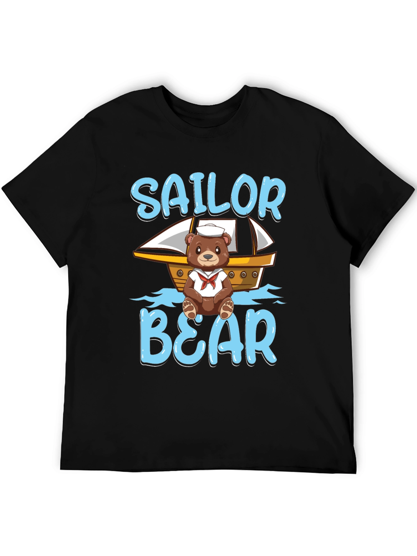 Black Sailor Bear Graphic T-Shirt -  Cute Cartoon Tee view 5