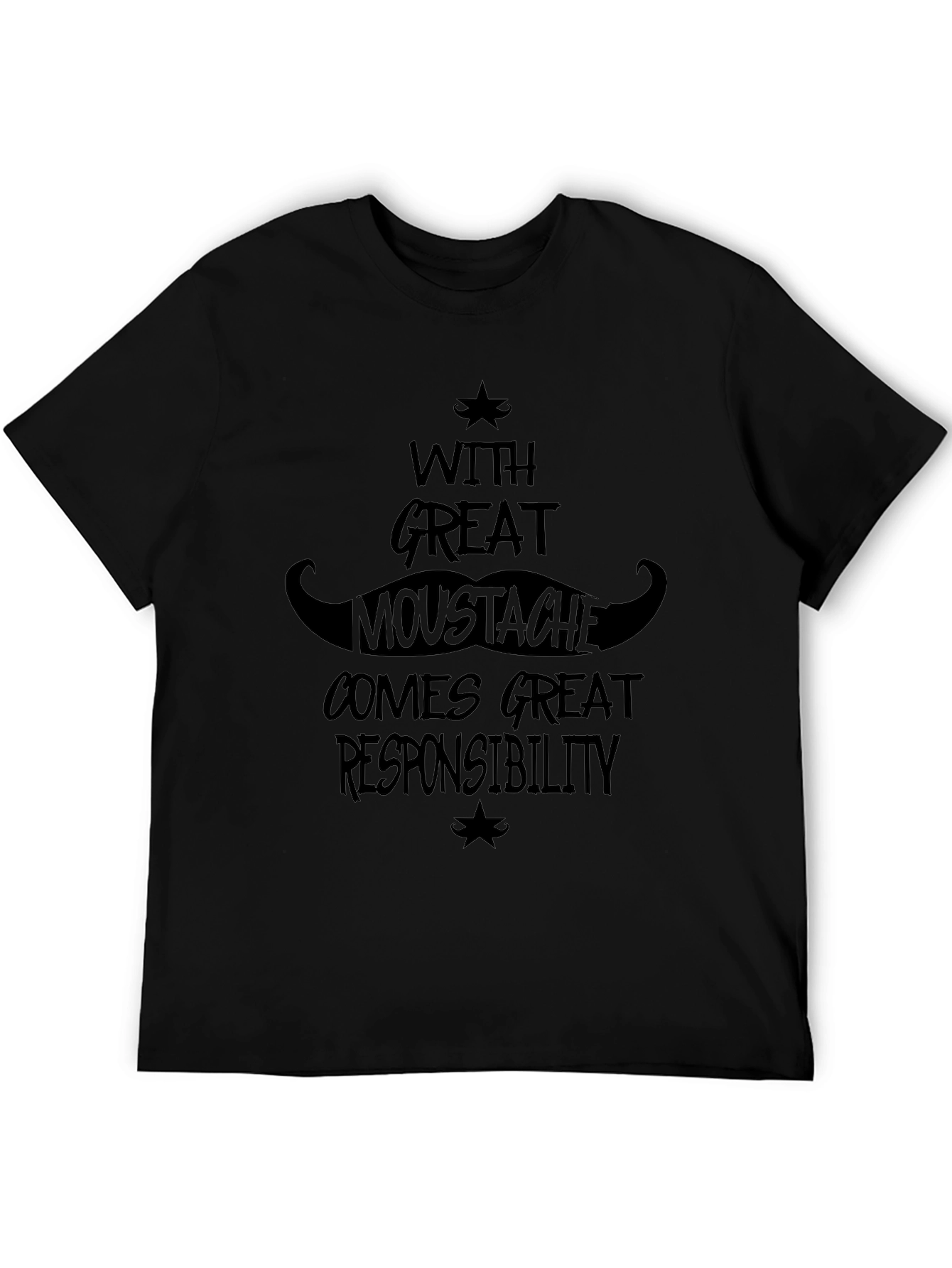Black Mustache Responsibility Graphic Tee - Black Cotton Blend view 5