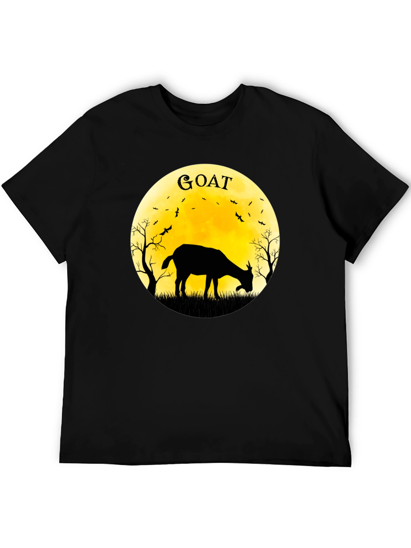 Black Goat Silhouette T-Shirt - Moonlit Design view 5