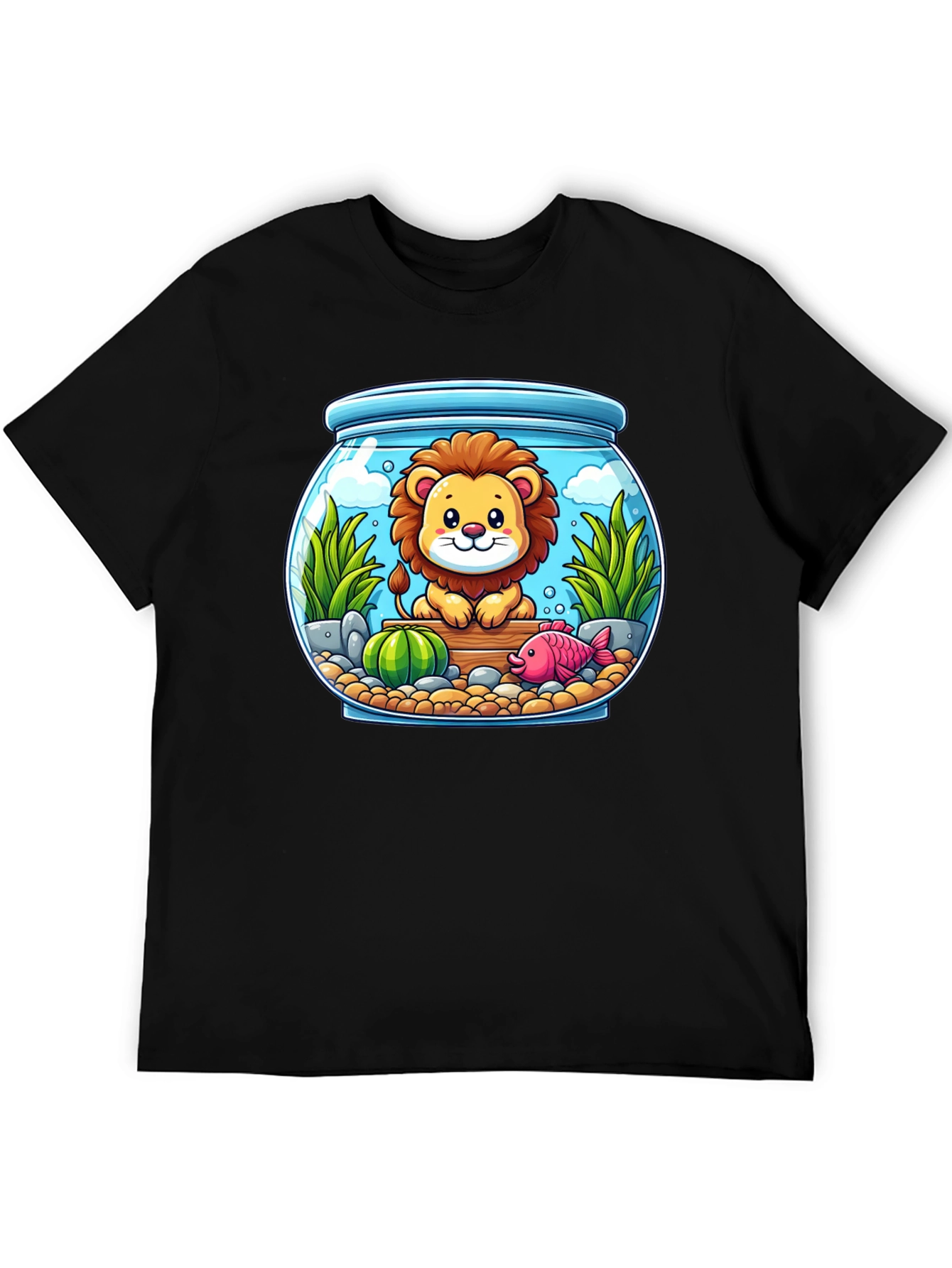Black Lion in Fishbowl Graphic Tee view 5