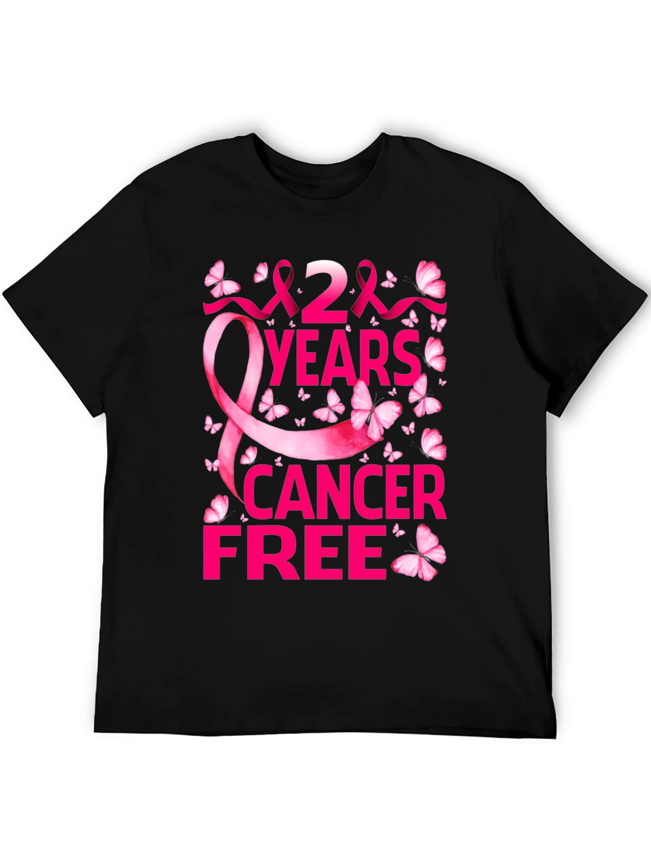 Black 2 Years Cancer Free T-Shirt view 5
