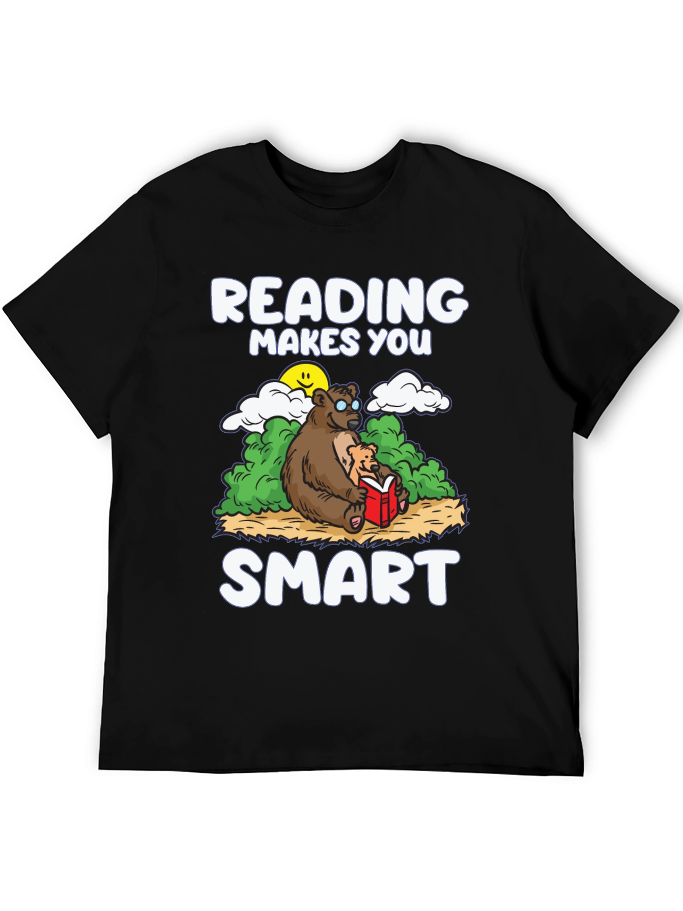 Black Reading Makes You Smart T-Shirt - Bear Design view 5