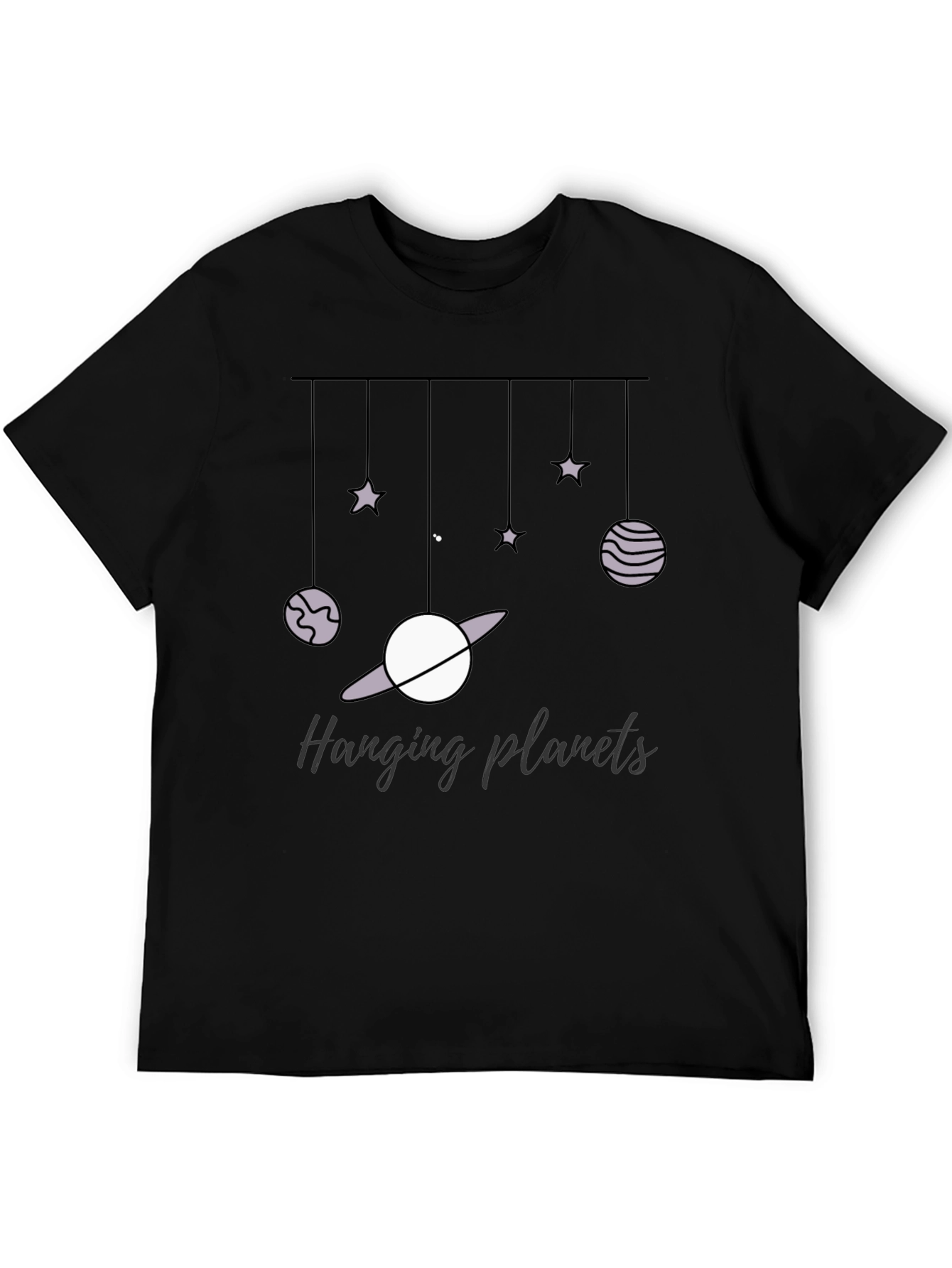 Black Hanging Planets Graphic Tee - Stylish Comfort view 5