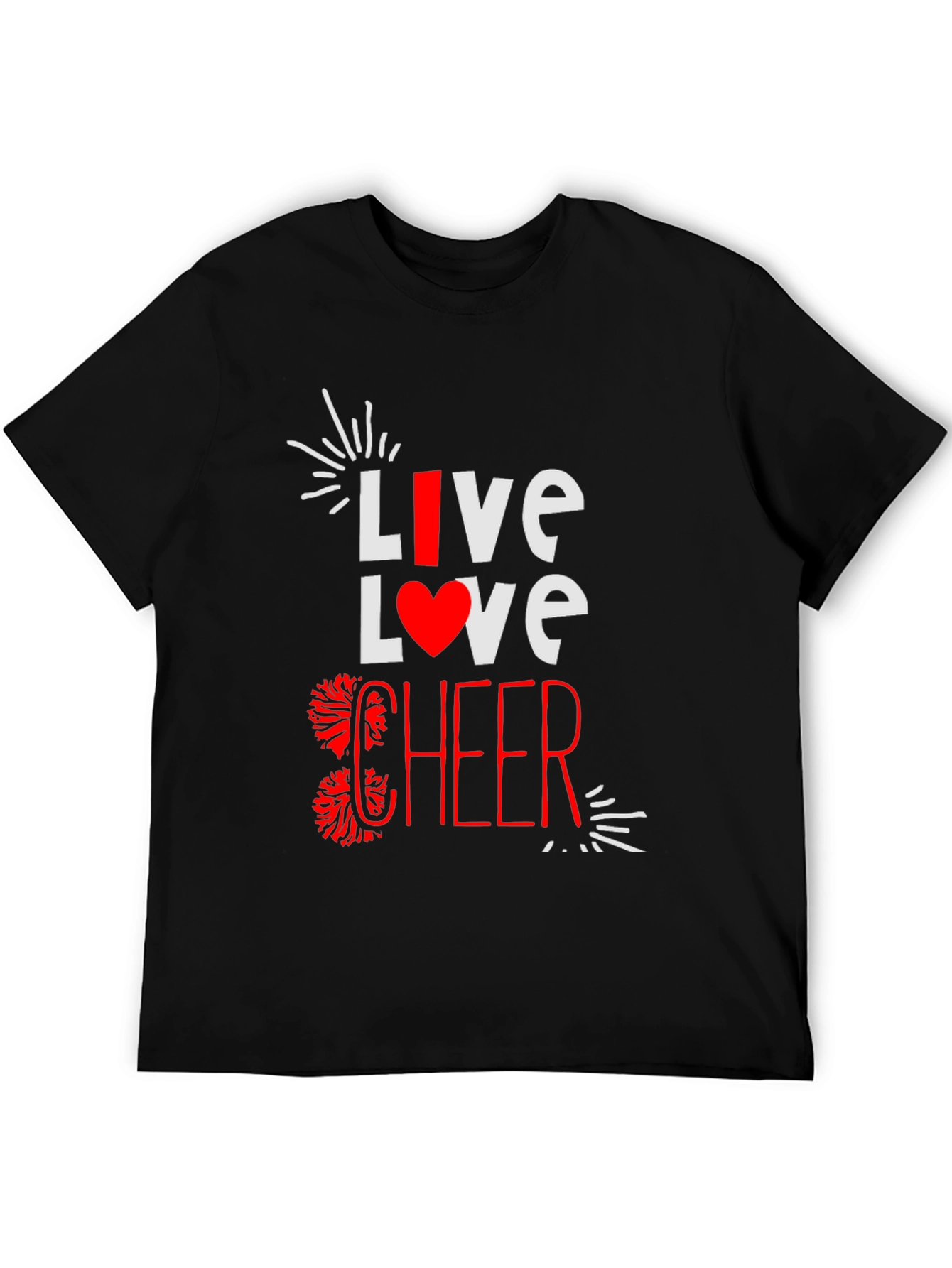 Black Live Love Cheer T-Shirt - Black Cotton Blend Tee view 5