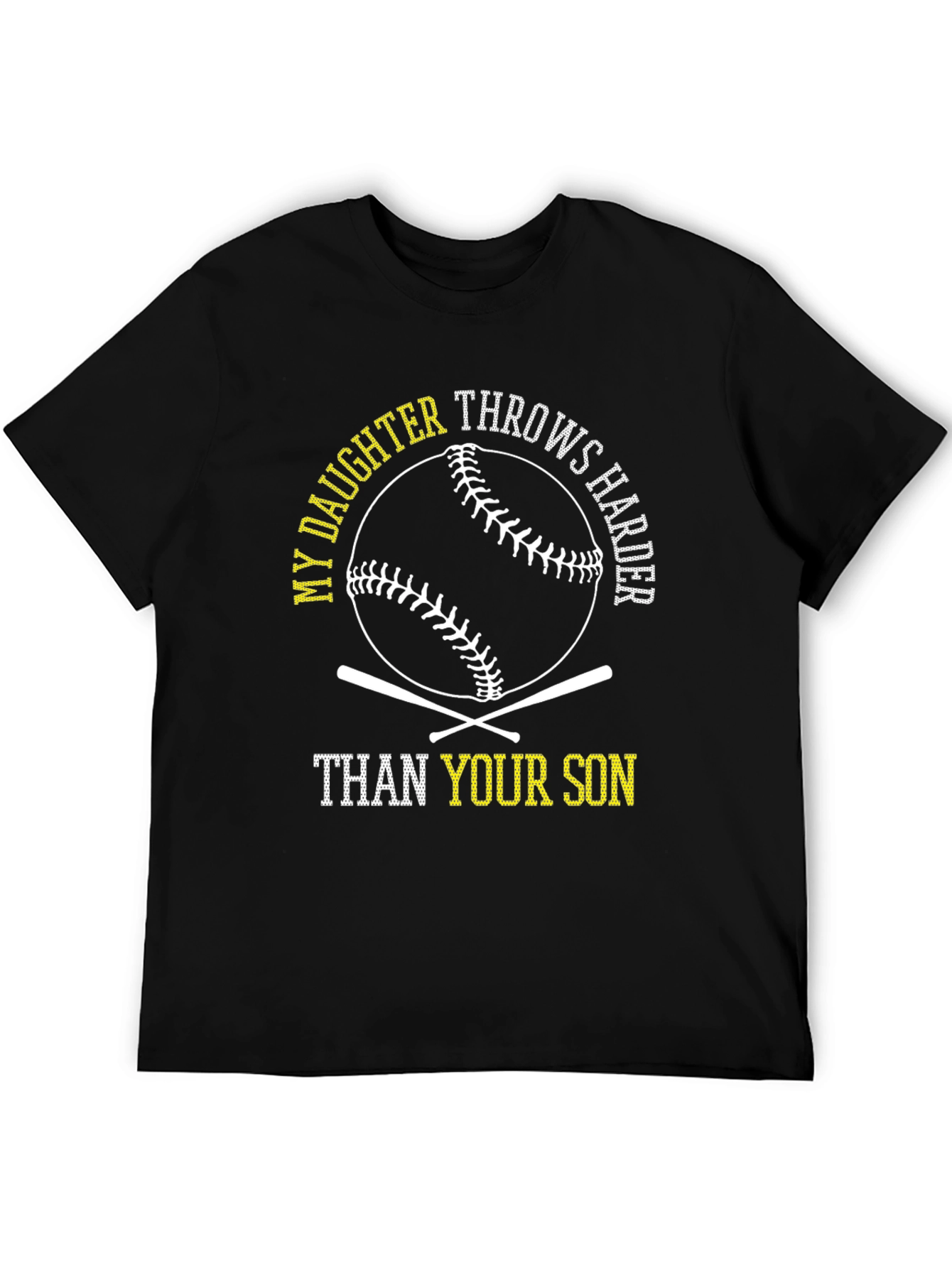 Black My Daughter Throws Harder Baseball T-Shirt view 5