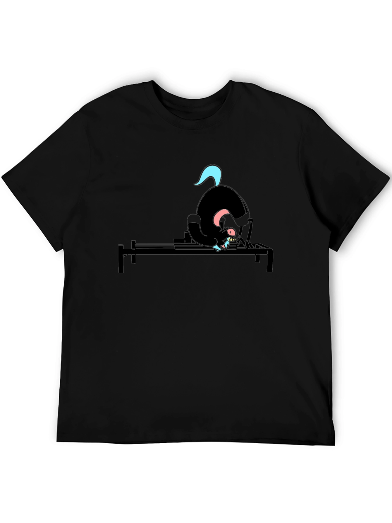 Black Black Cat Pilates T-Shirt - Funny Yoga Workout Tee view 5