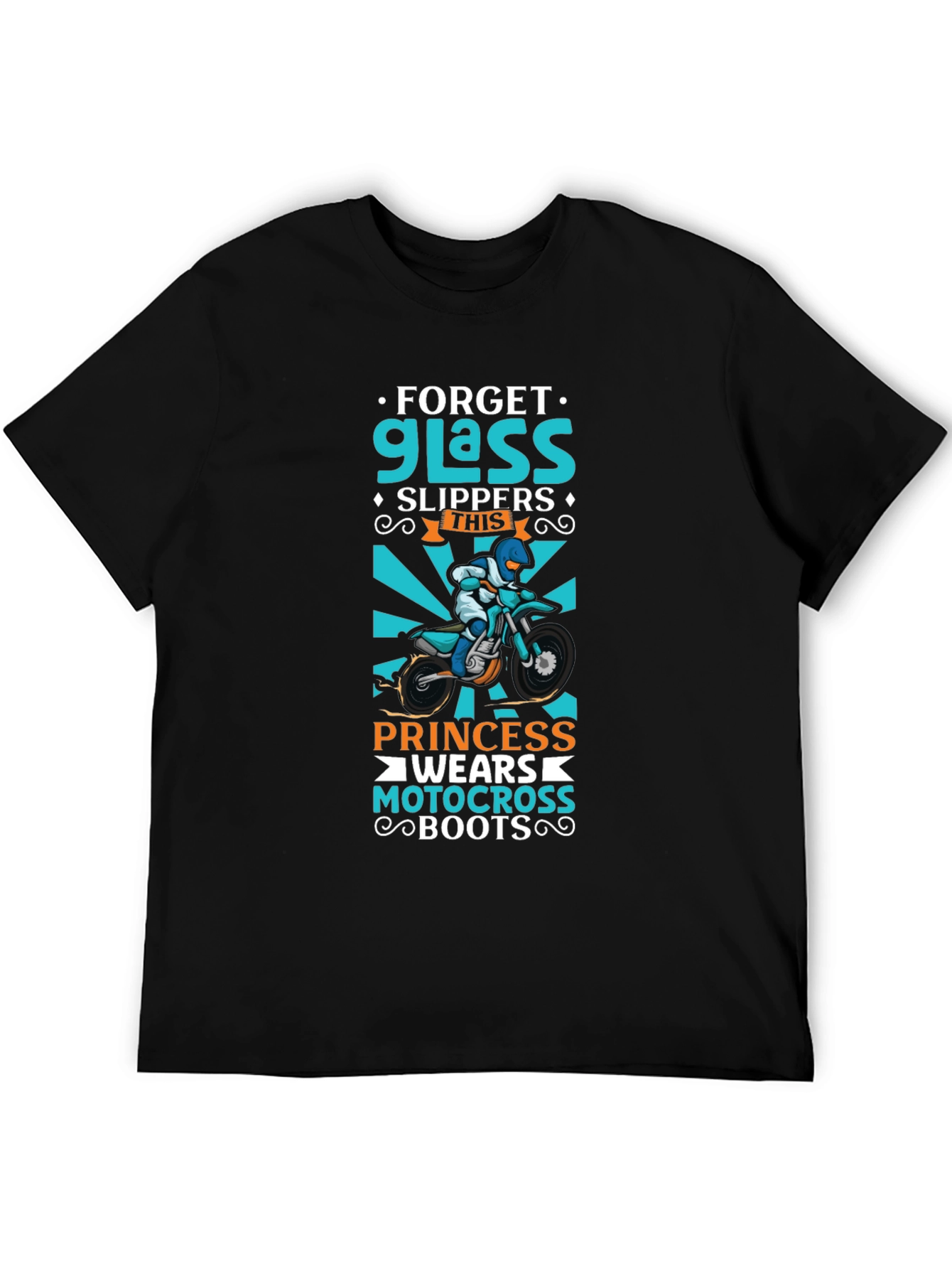 Black Forget Glass Slippers Princess Motocross Boots T-Shirt view 5
