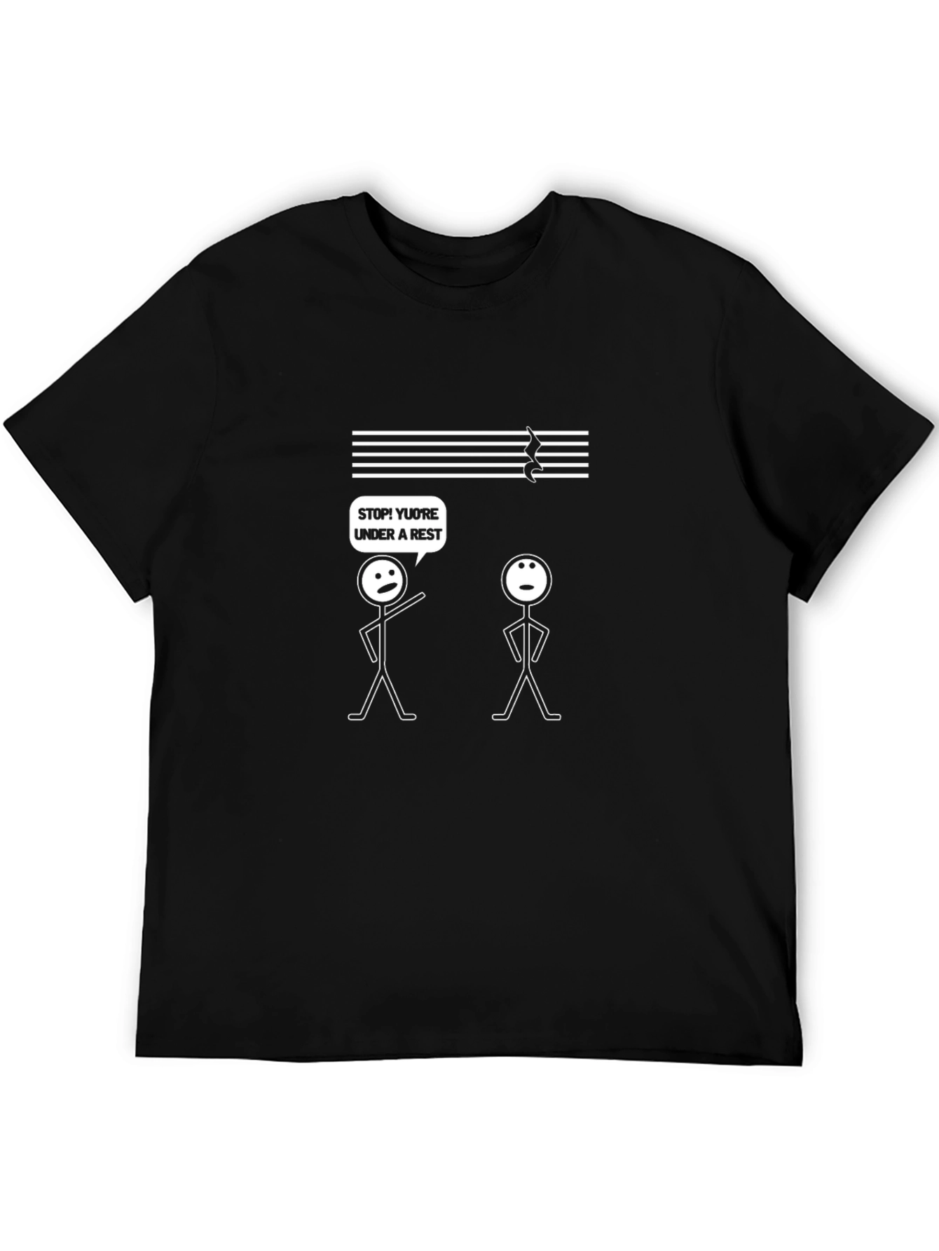 Black Funny Music Pun T-Shirt - Under a Rest view 5