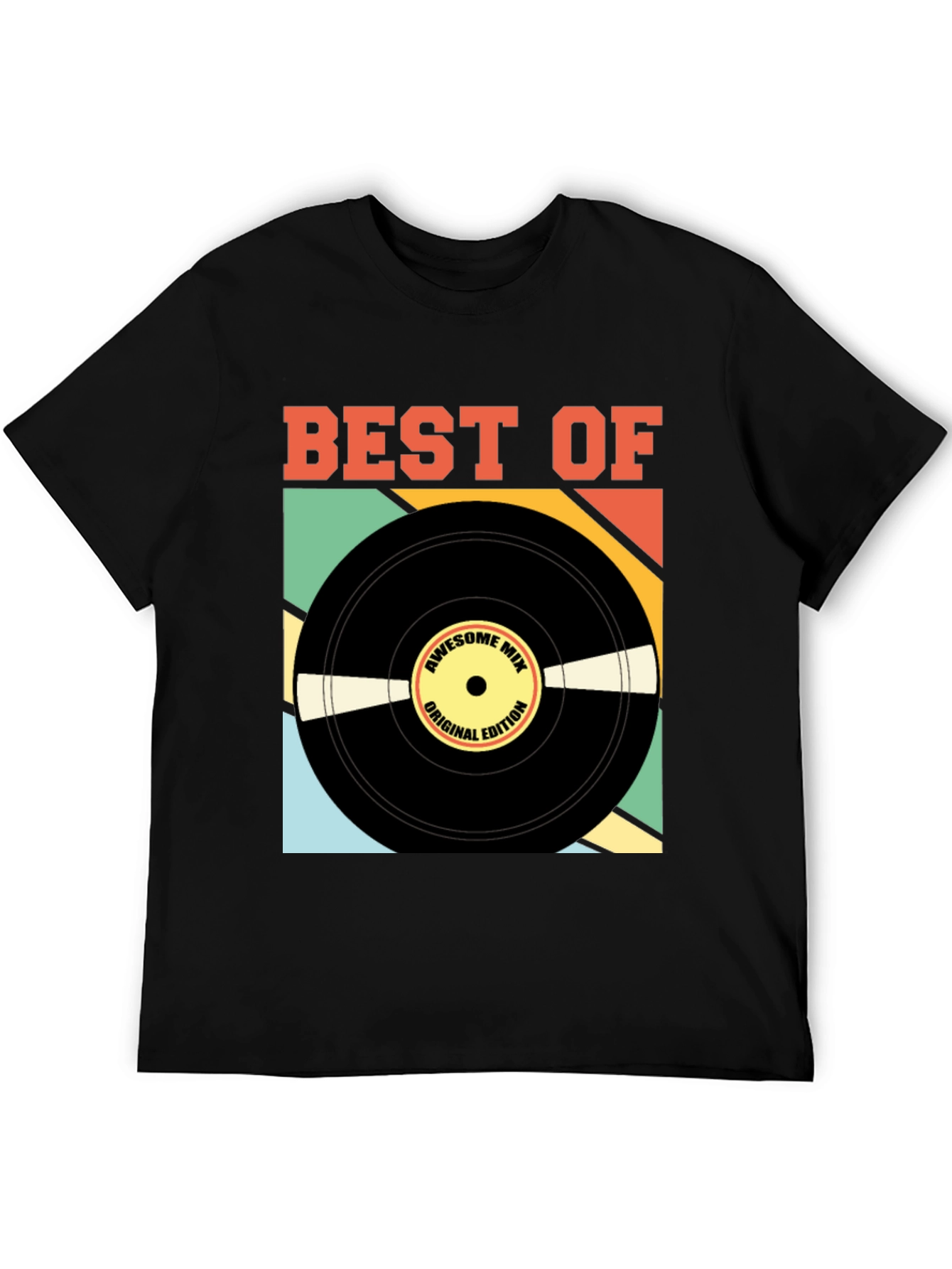 Black Best Of Vinyl Record Graphic Tee - Retro Music Lover view 5