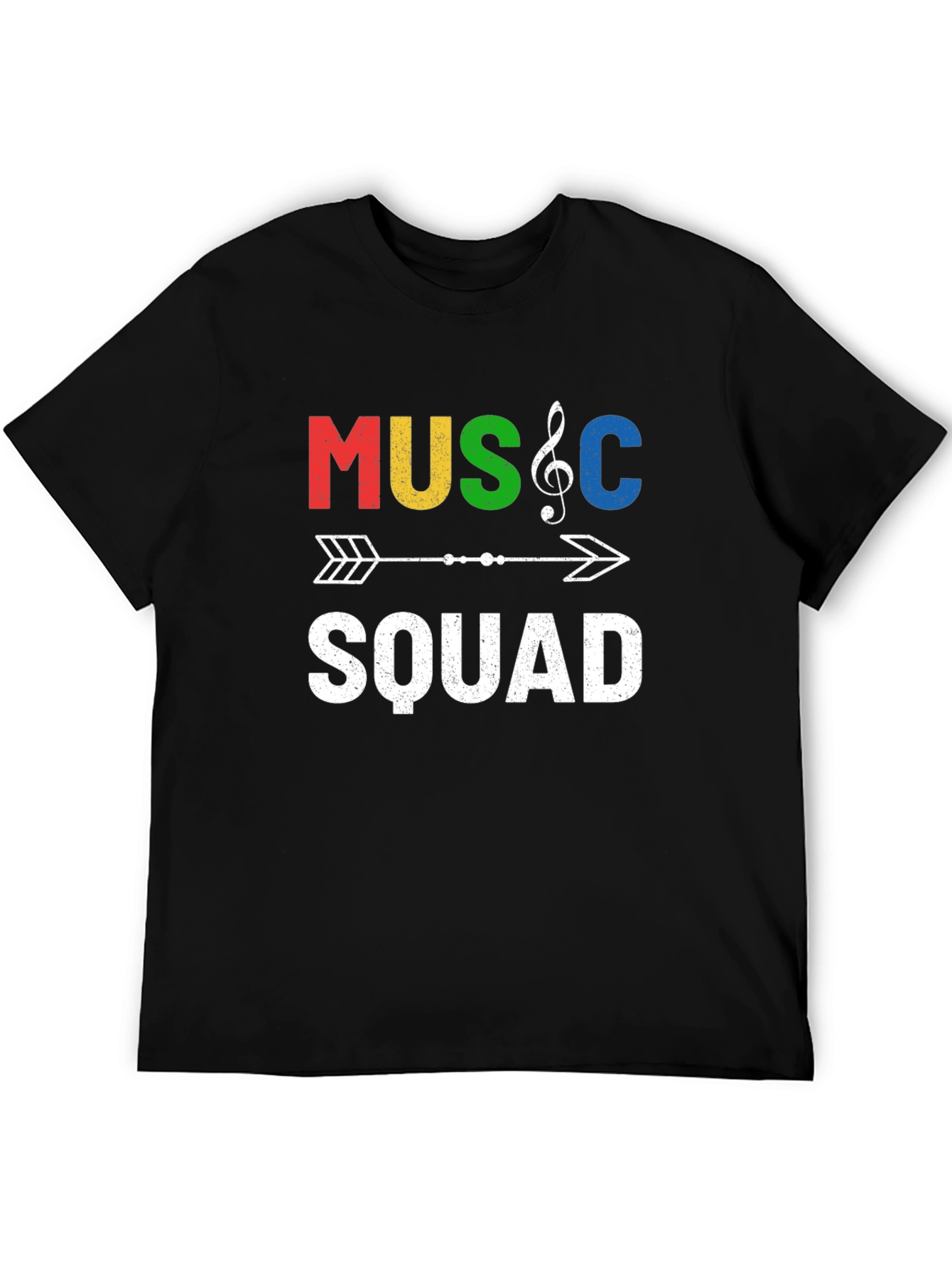 Black Music Squad Graphic T-Shirt - Crew Neck Tee view 5
