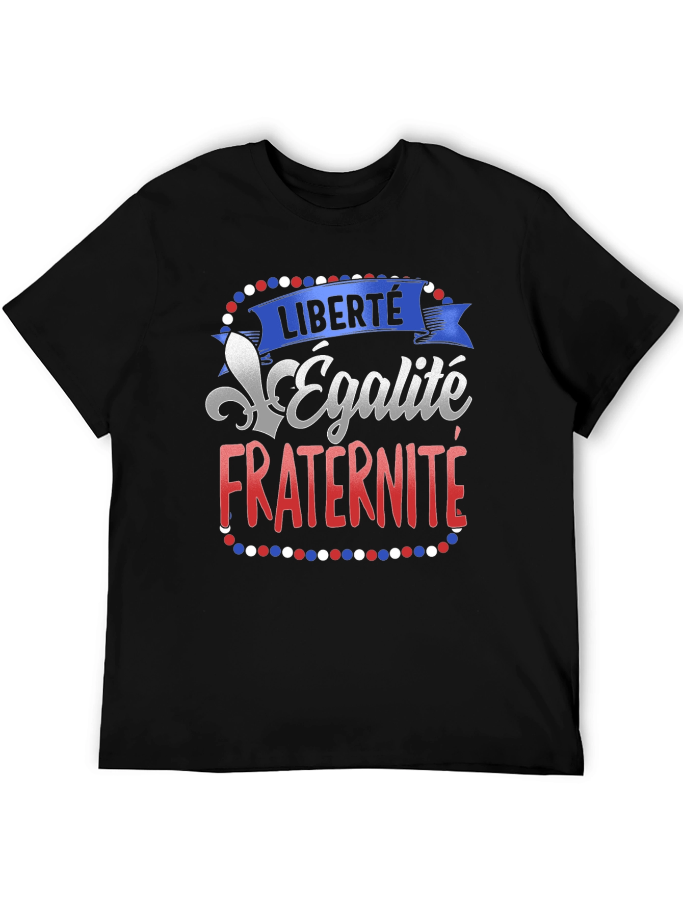 Black French Liberty Equality Fraternity T-Shirt view 5
