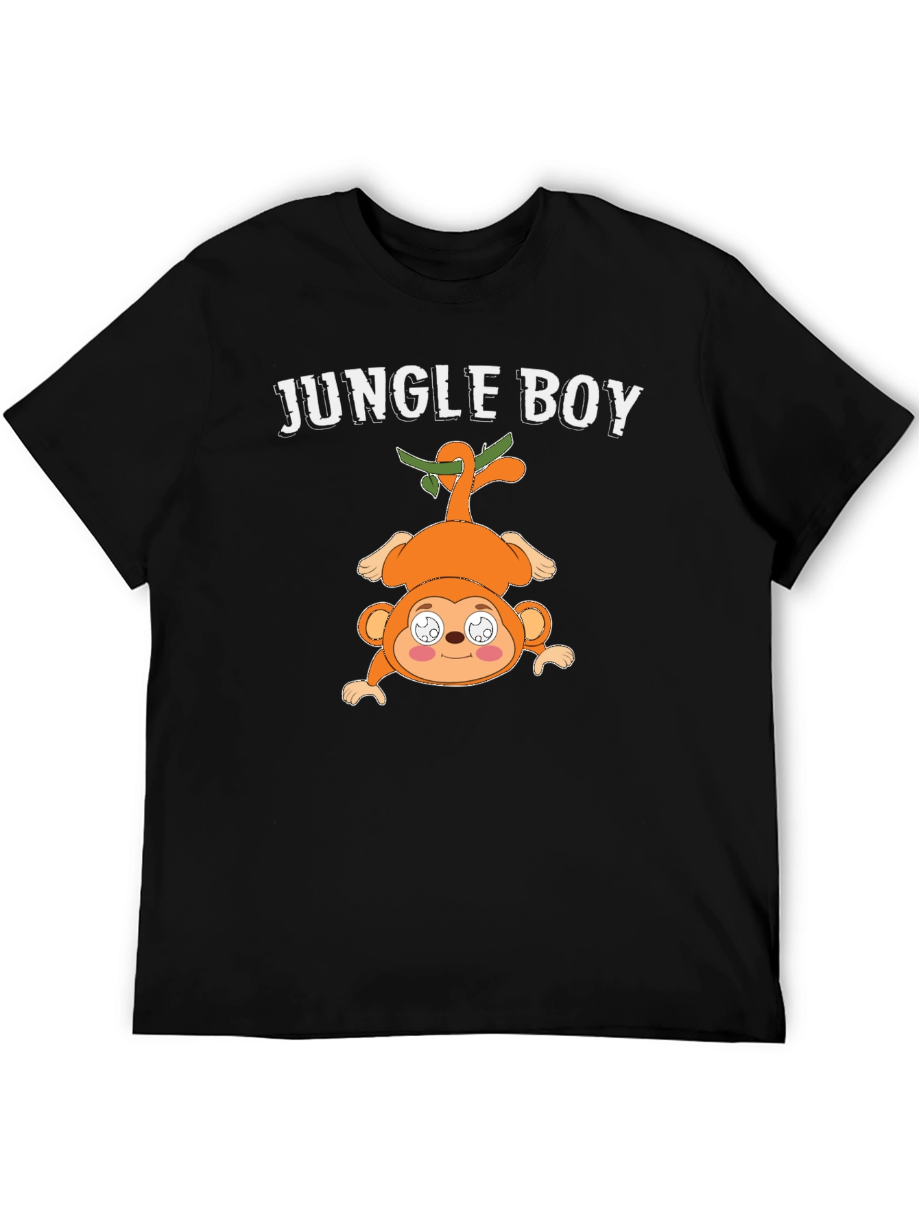 Black Jungle Boy Cartoon Monkey Graphic Tee view 5
